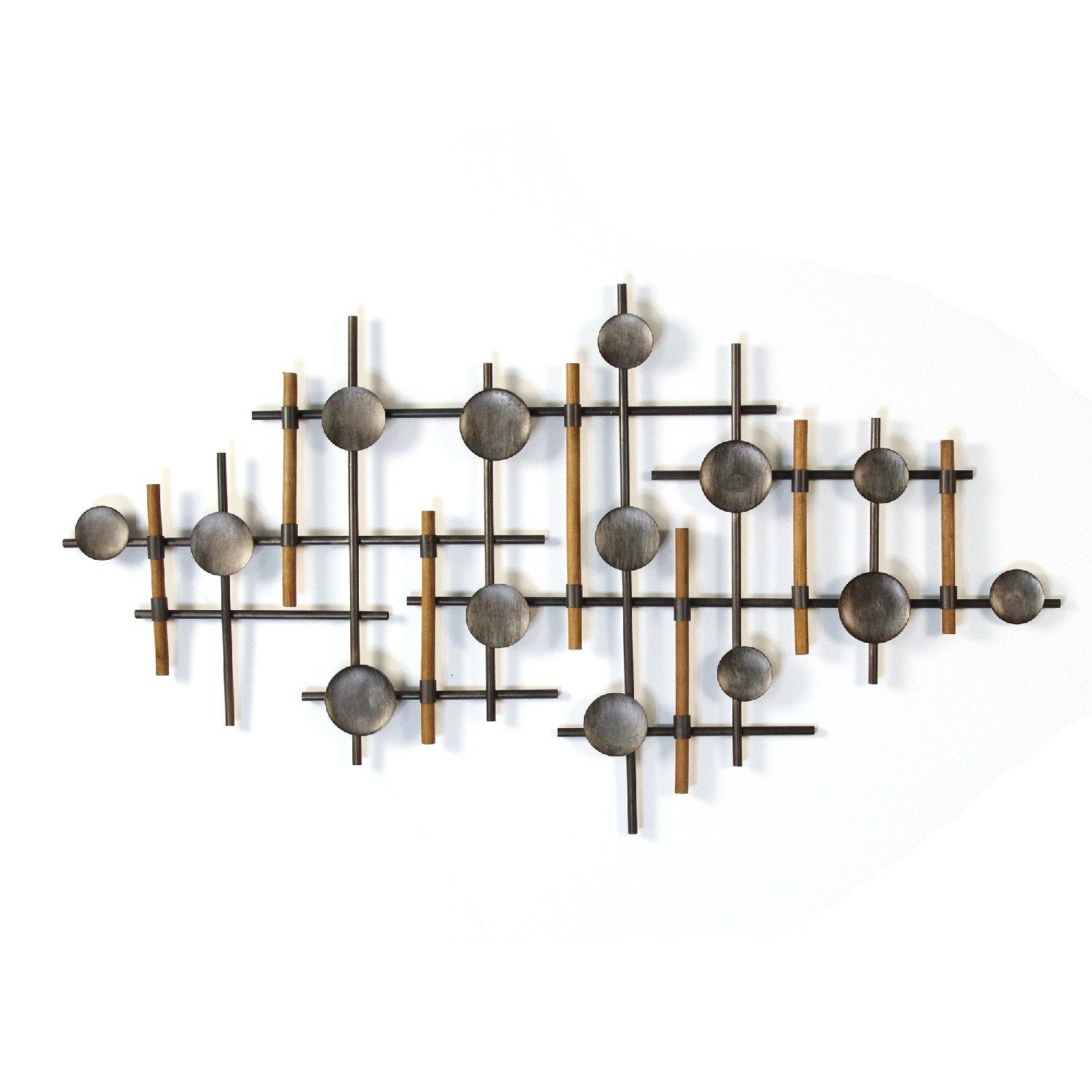 Brushed Metal & Wood Wall Sculpture