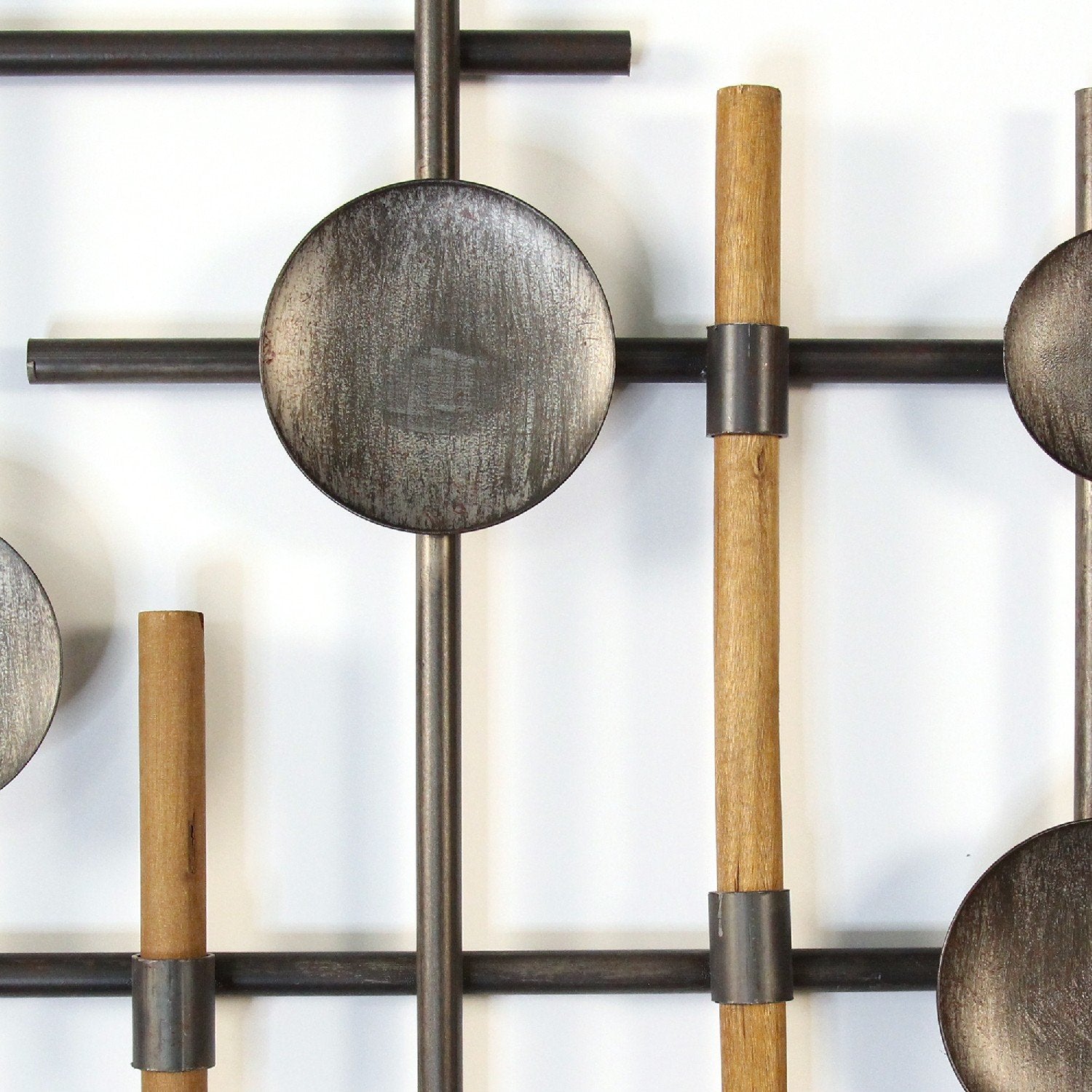 Brushed Metal & Wood Wall Sculpture