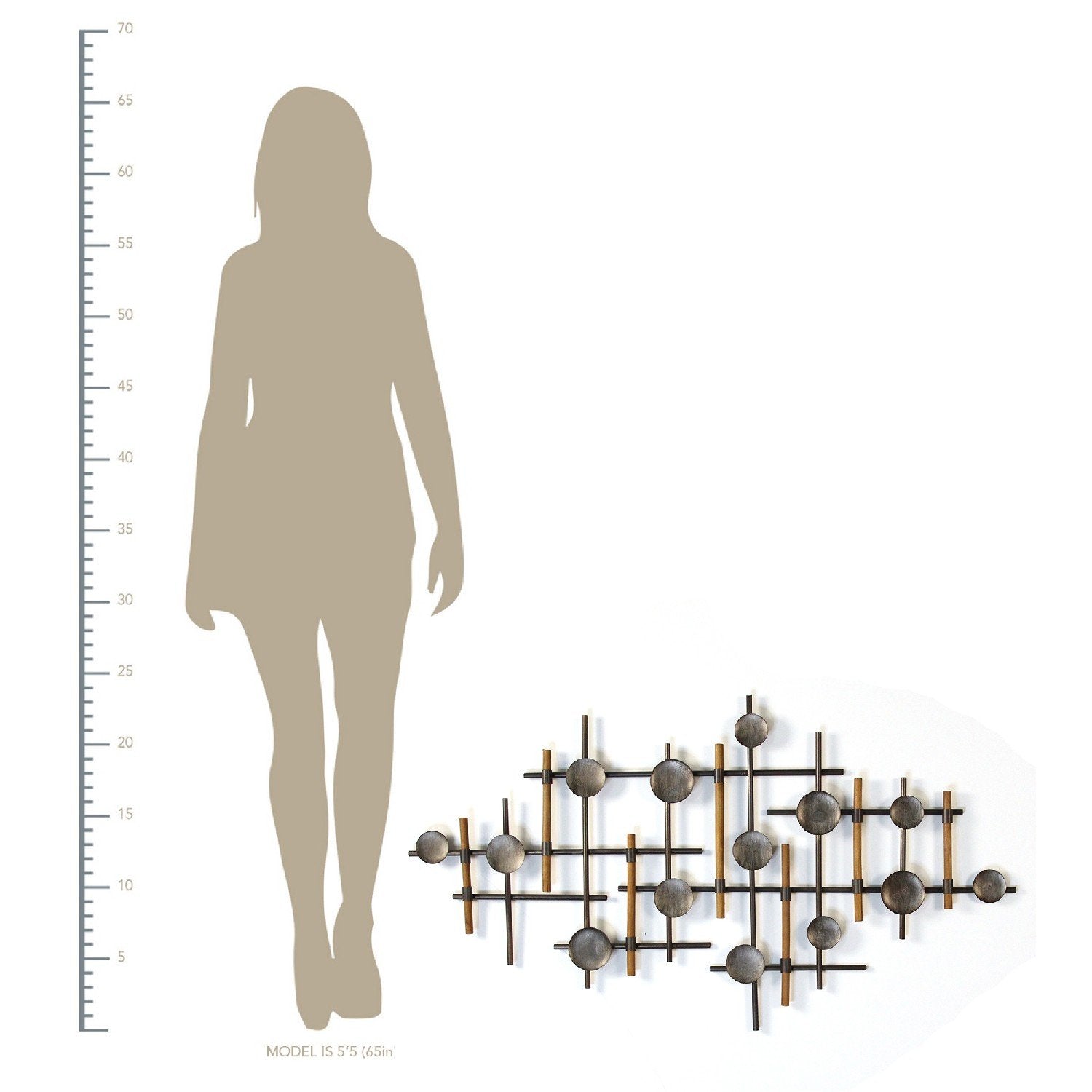 Brushed Metal & Wood Wall Sculpture