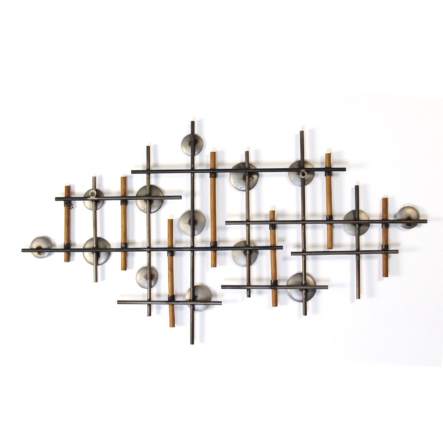 Brushed Metal & Wood Wall Sculpture