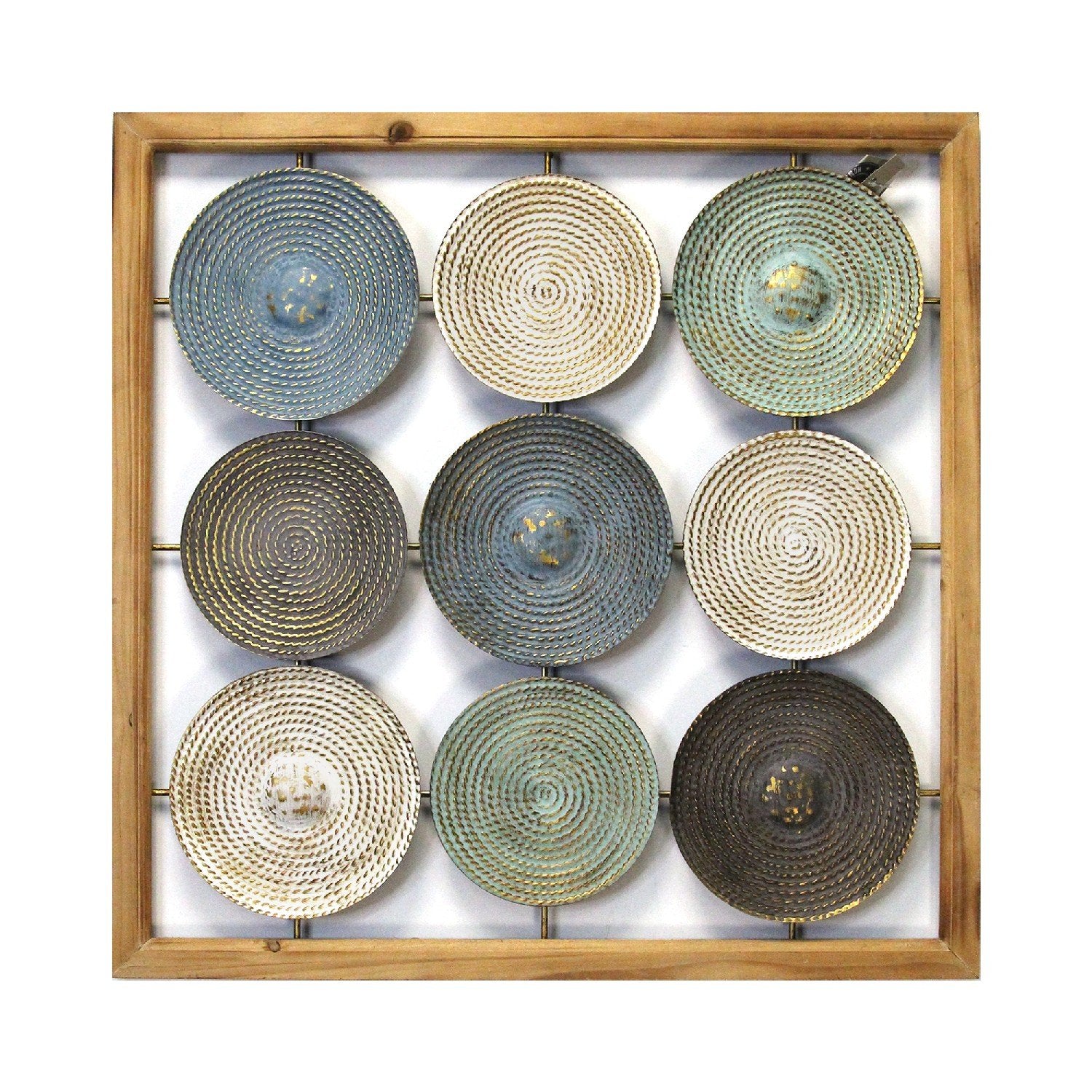 Distressed Multi-Color Metal & Wood Framed Plates