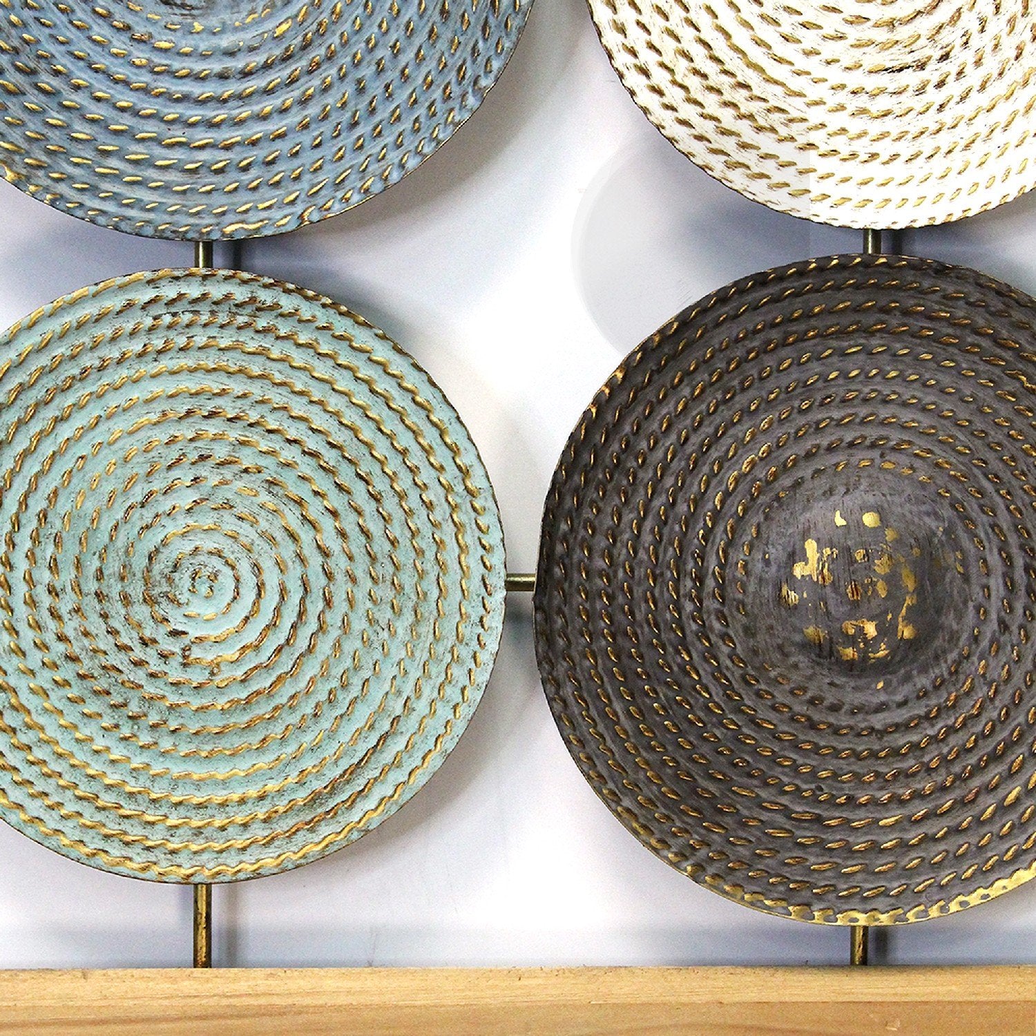 Distressed Multi-Color Metal & Wood Framed Plates