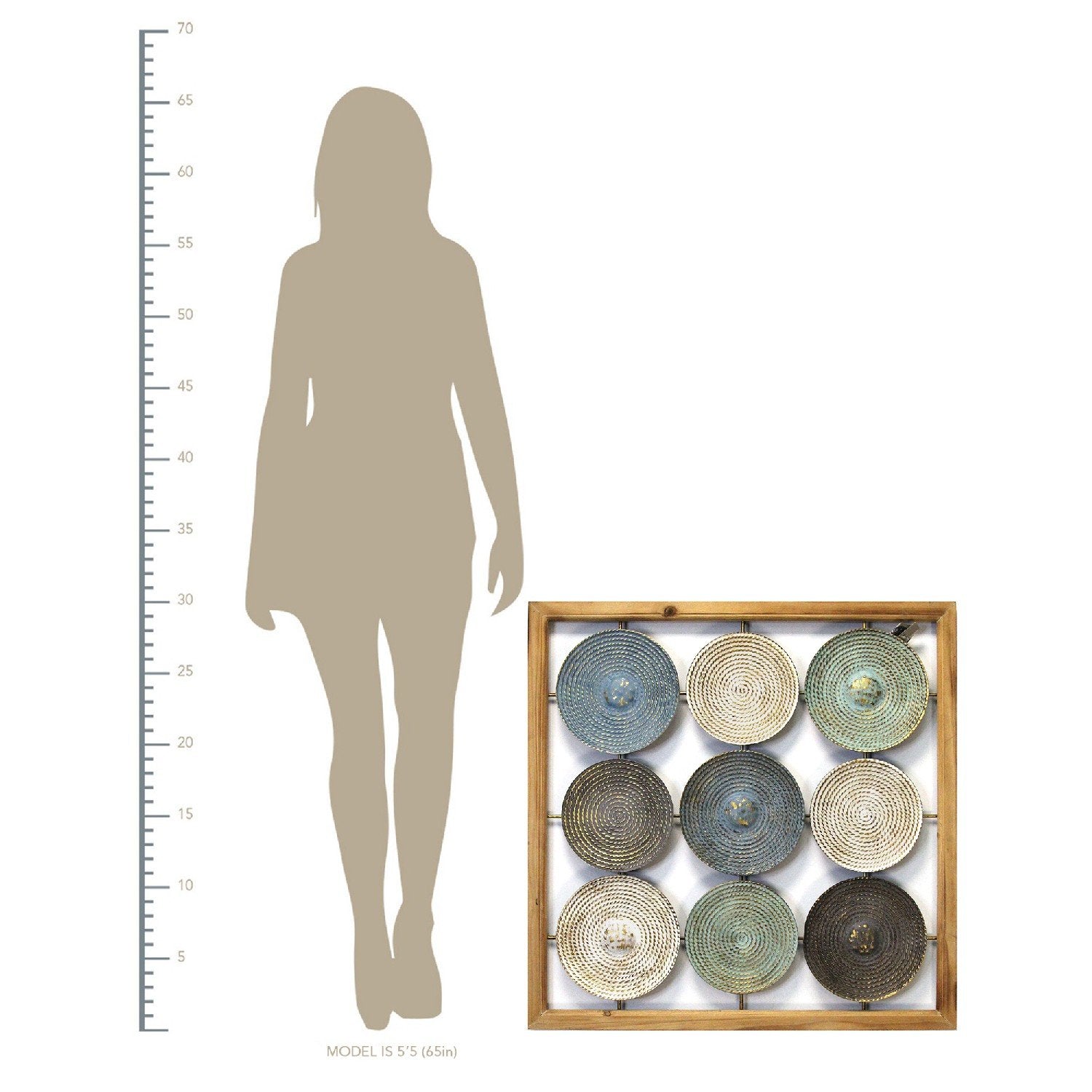 Distressed Multi-Color Metal & Wood Framed Plates