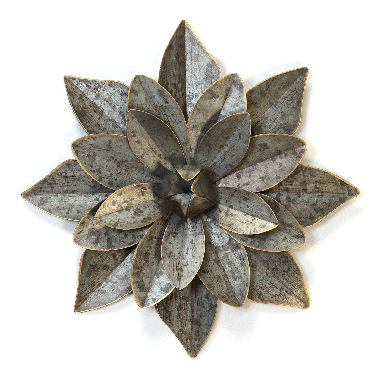 Layered Gold Galvanized Metal Flower