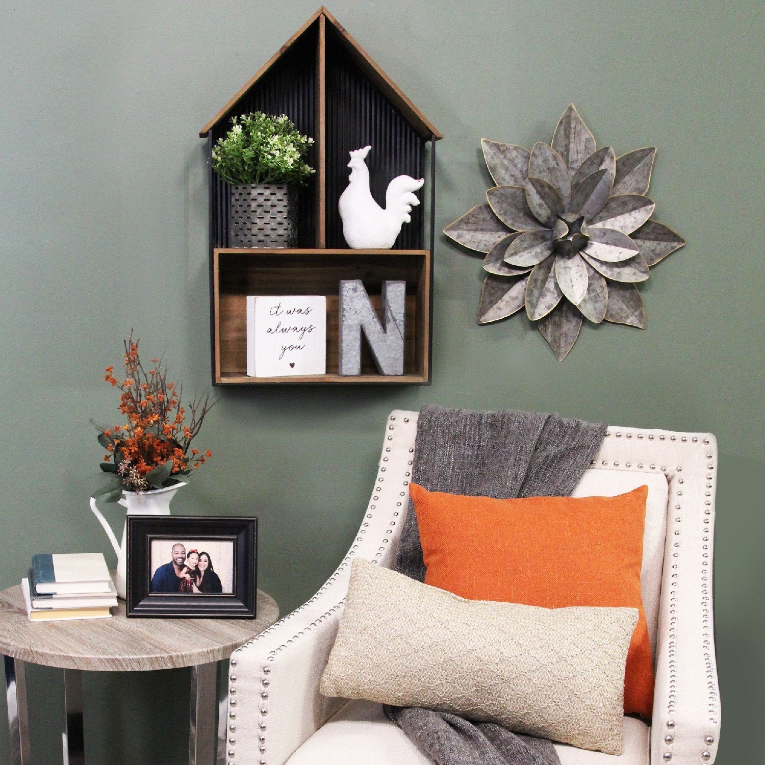 Layered Gold Galvanized Metal Flower