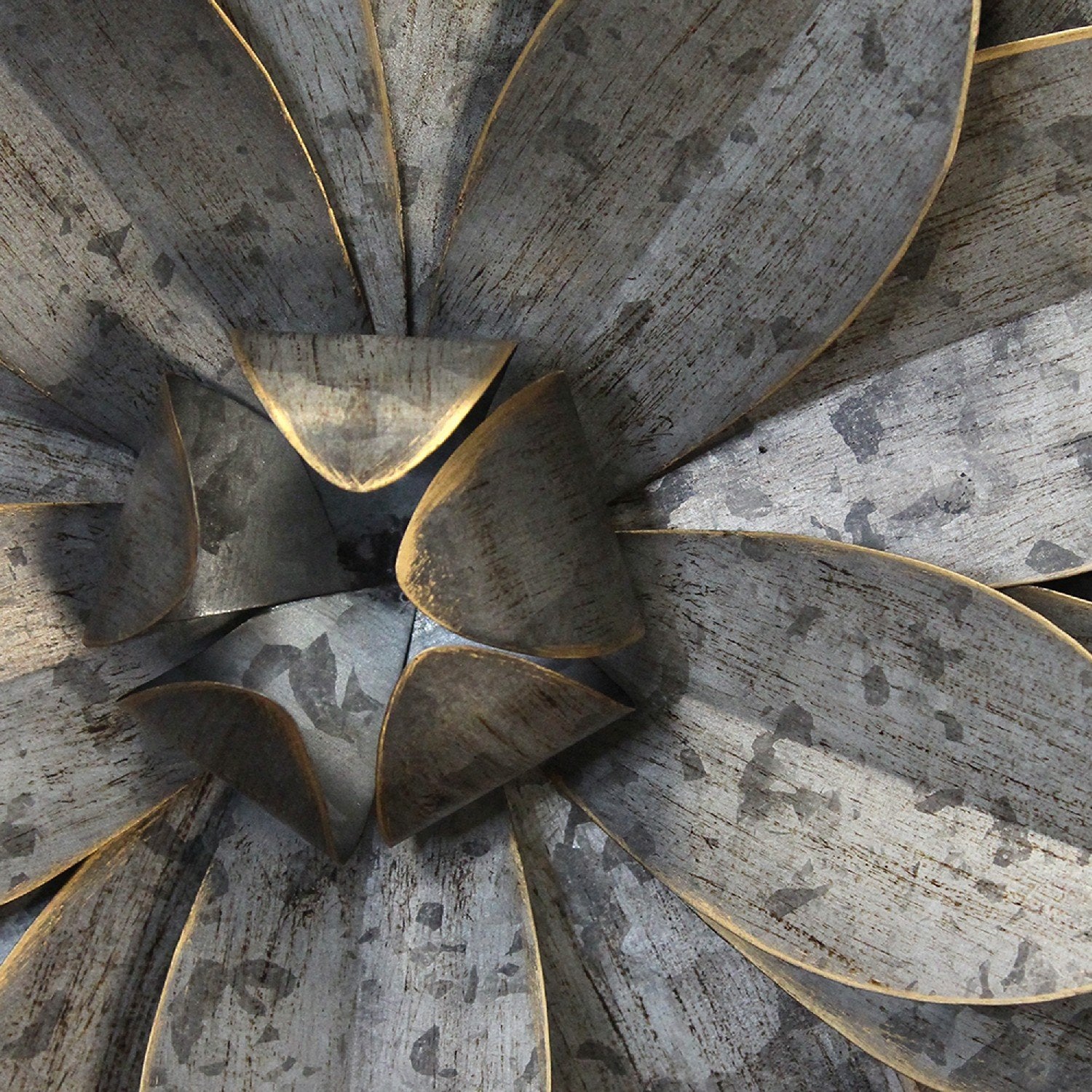 Layered Gold Galvanized Metal Flower