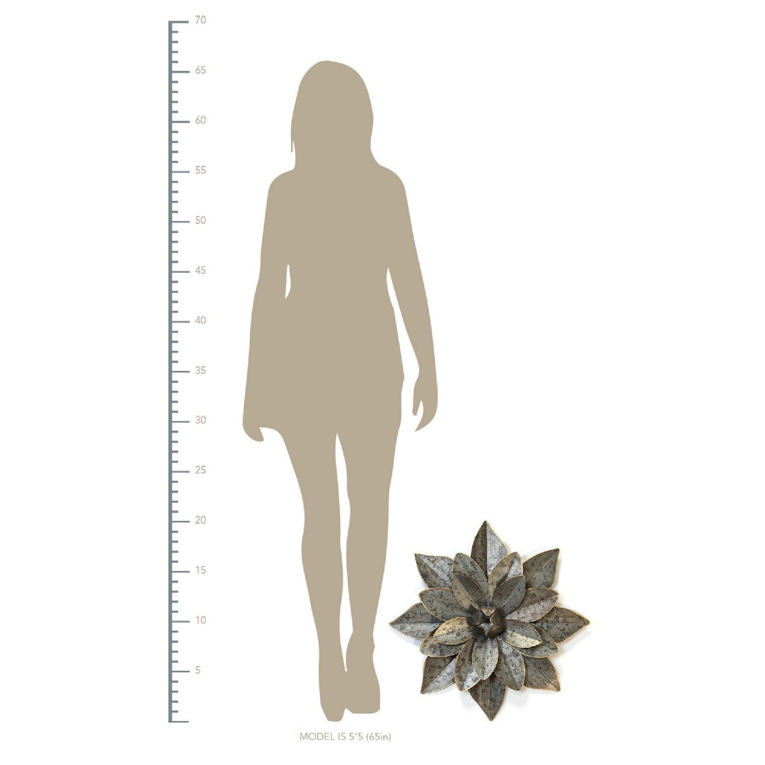 Layered Gold Galvanized Metal Flower