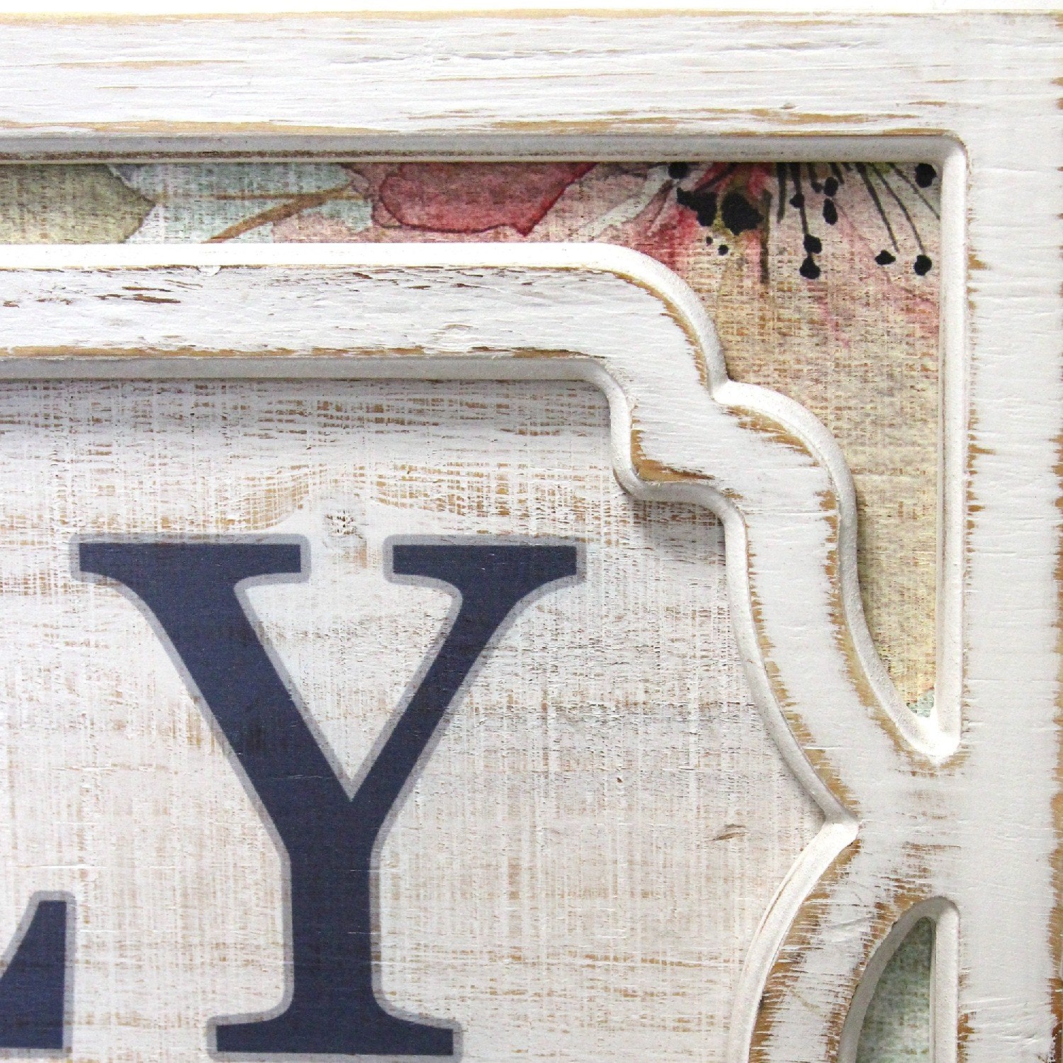 Distressed Shabby Chic Floral Family Framed Wall Art