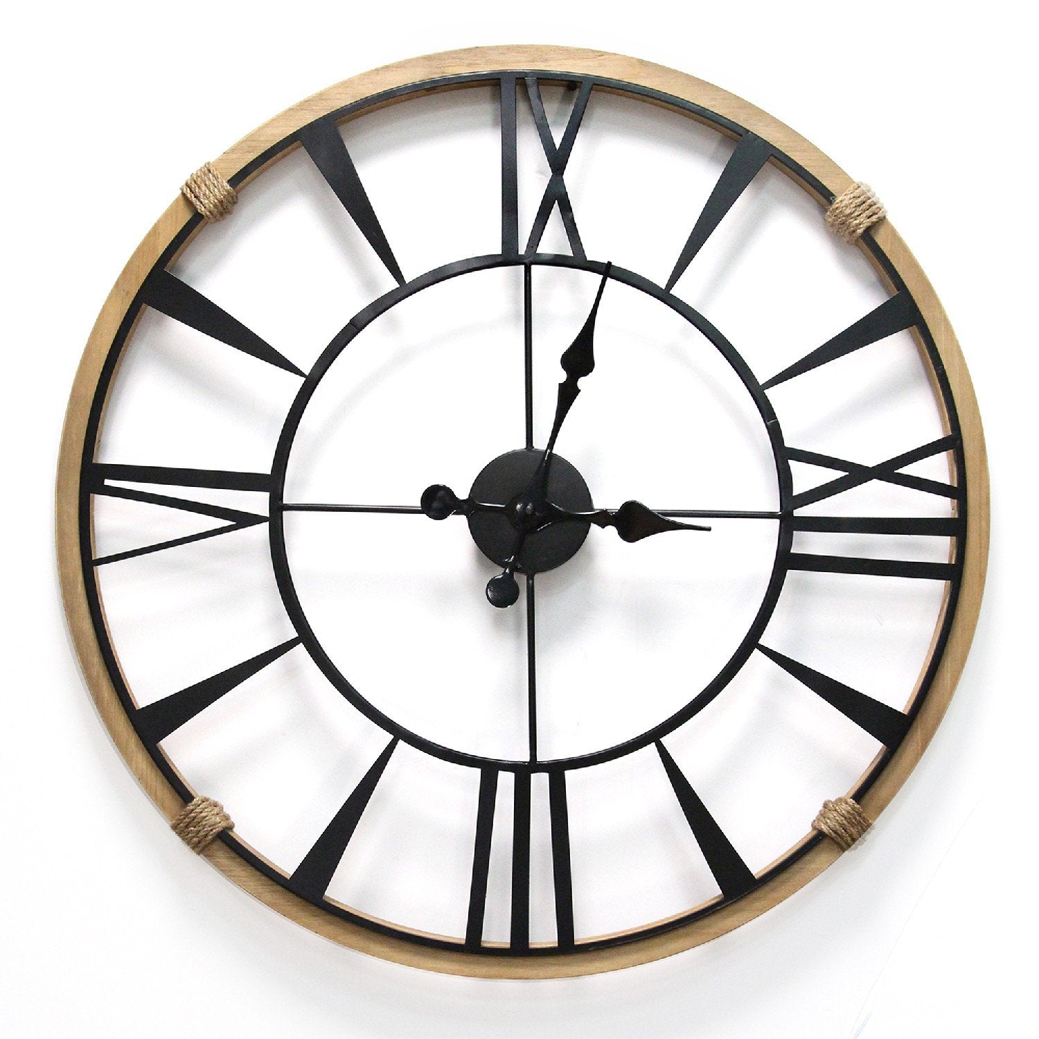 29.5" Round Metal & Wood Frame Columbus / Wall Clock