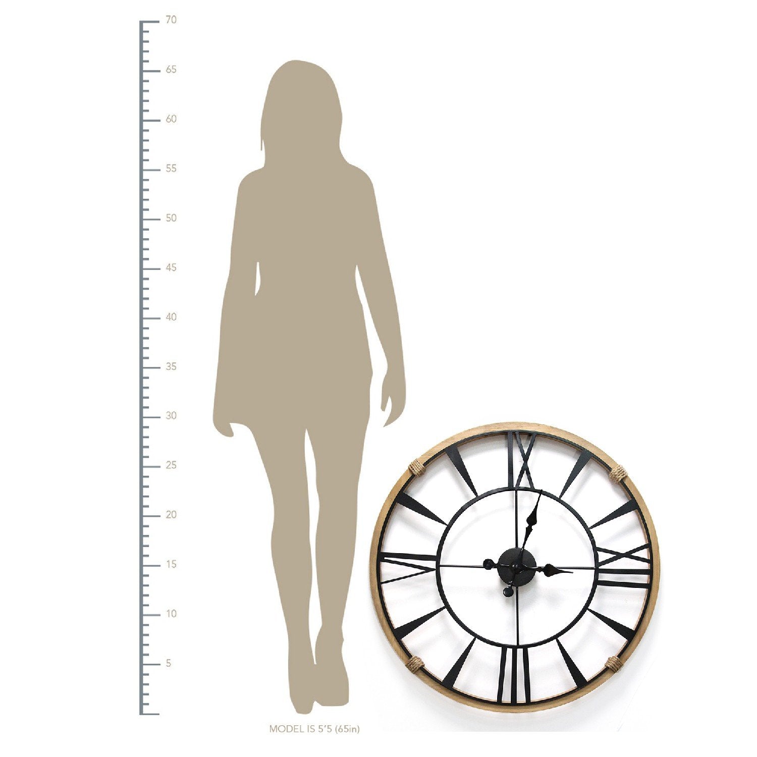 29.5" Round Metal & Wood Frame Columbus / Wall Clock