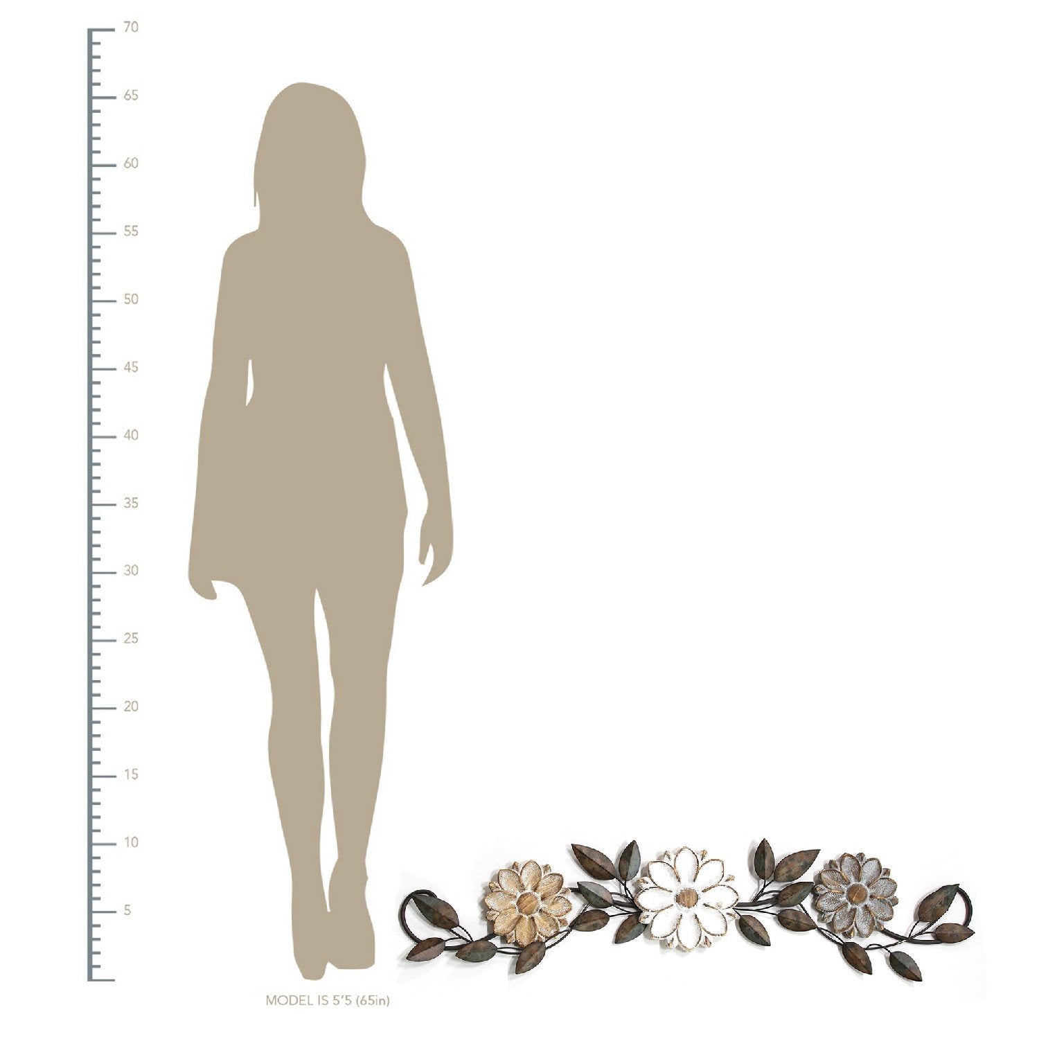 Tri-Color Wood and Metal Floral Over the Door Wall Decor