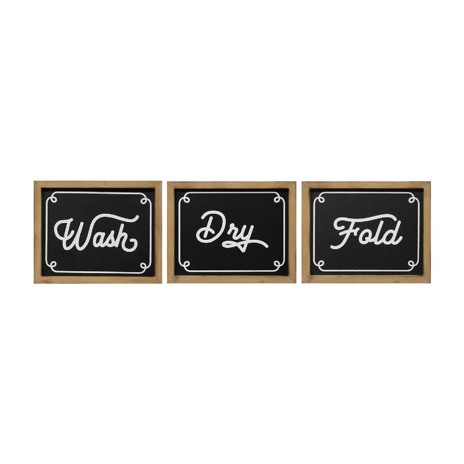 Wash Dry Fold Rustic Laundry Wall Art 3pc Set