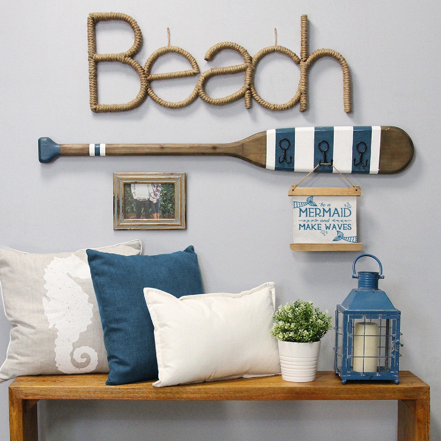 Coastal "Beach" Metal Rope Wall Decor
