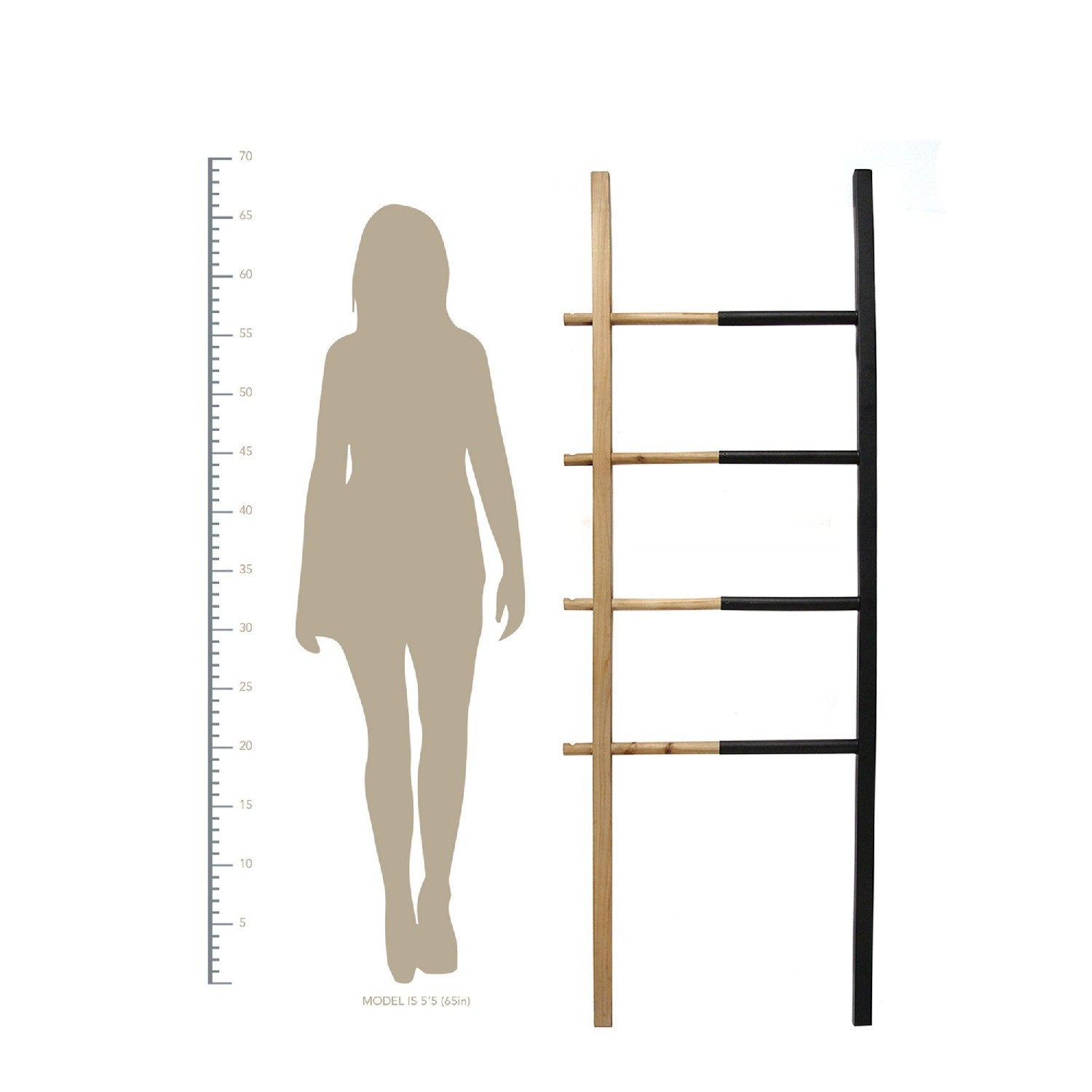 60" Wood & Metal Decorative Ladder