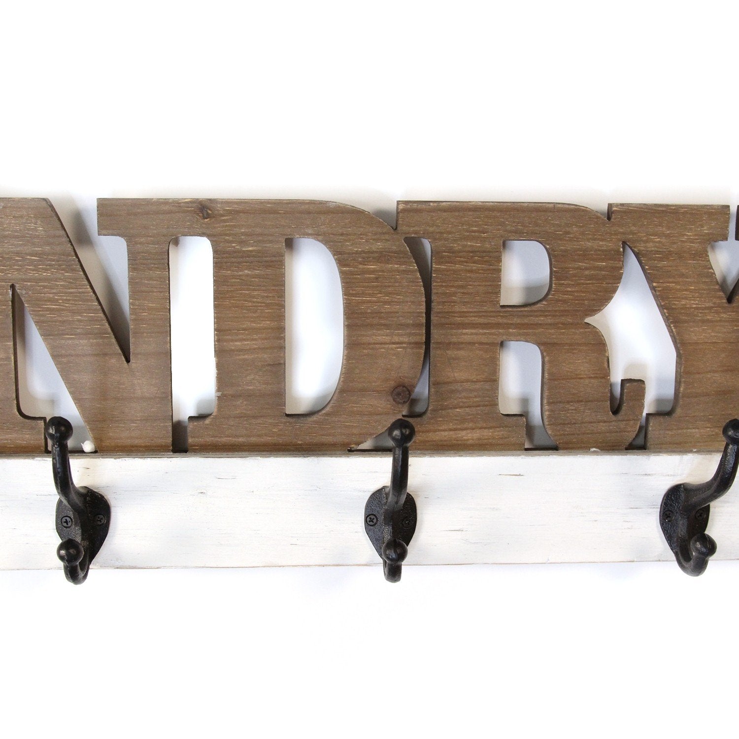 Distressed Wood "Laundry" Wall Hooks