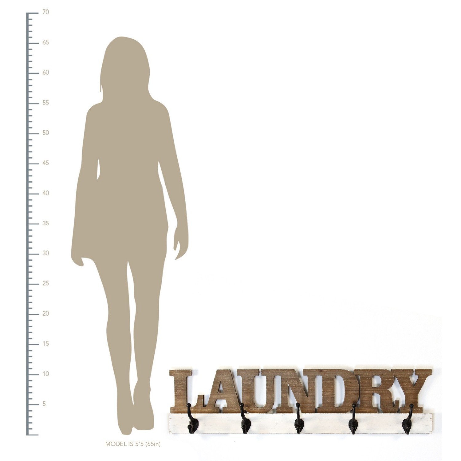 Distressed Wood "Laundry" Wall Hooks