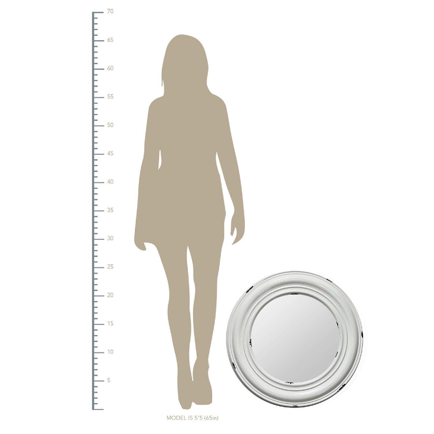 24.75" Round Priscilla Distressed Medallion Metal Mirror