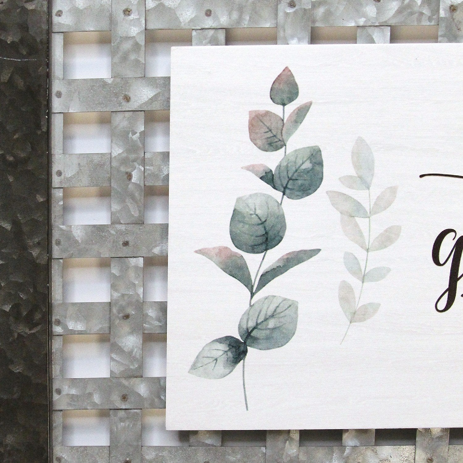 "Love Grows Here" Woven Galvanized Metal Wall Decor