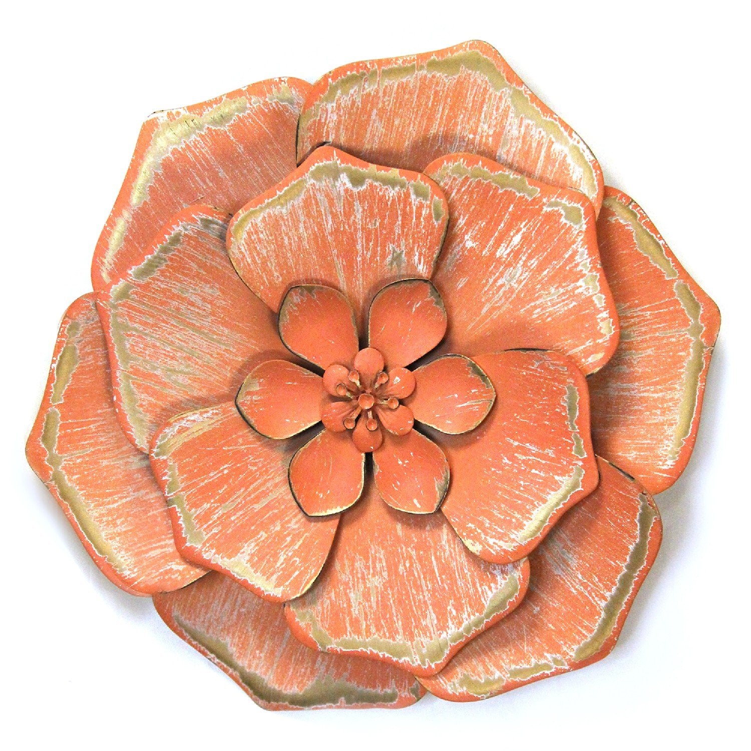 S/3 Distressed Stunning Tricolor Metal Flowers