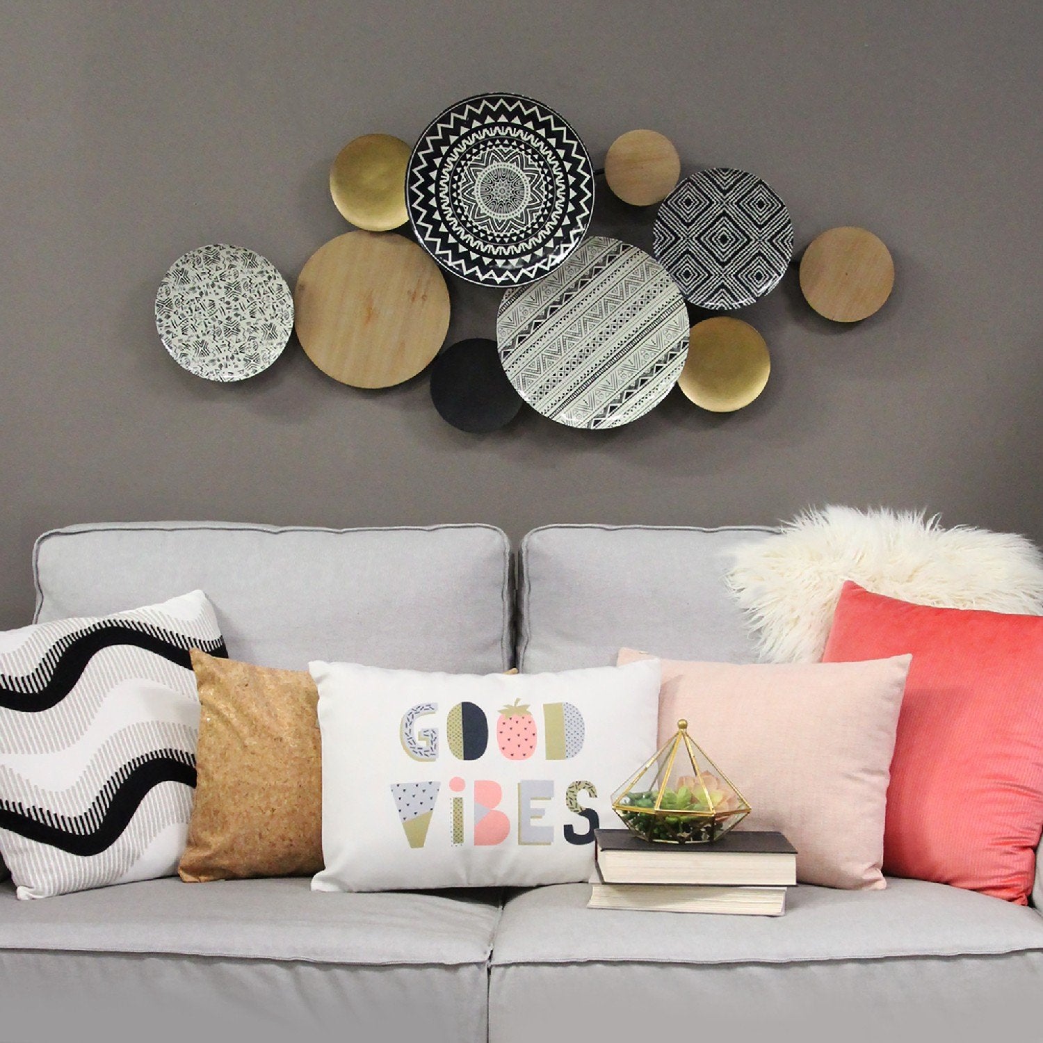 Boho Medley Metal & Wood Plates Wall Decor