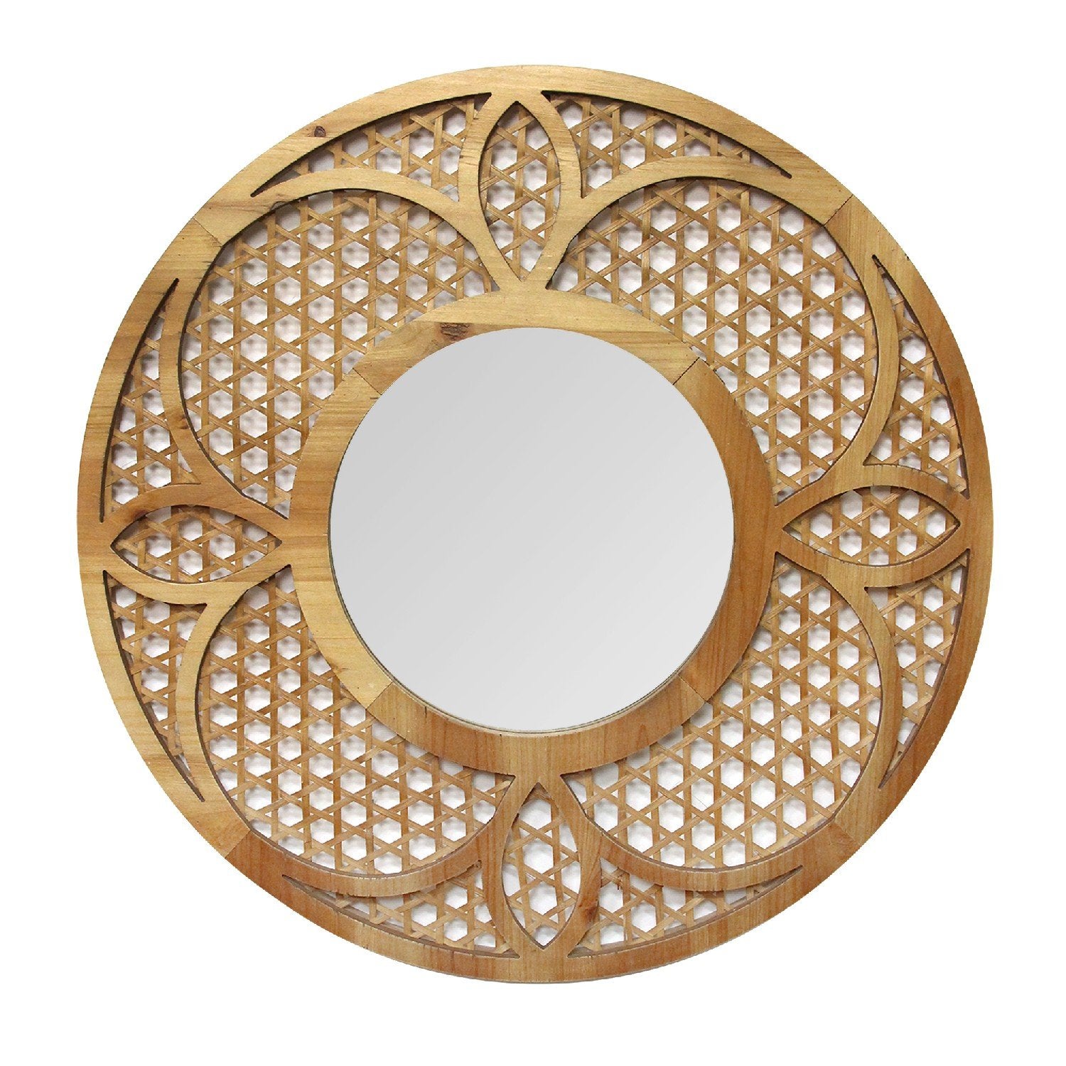 28" Lattice Bamboo Mirror