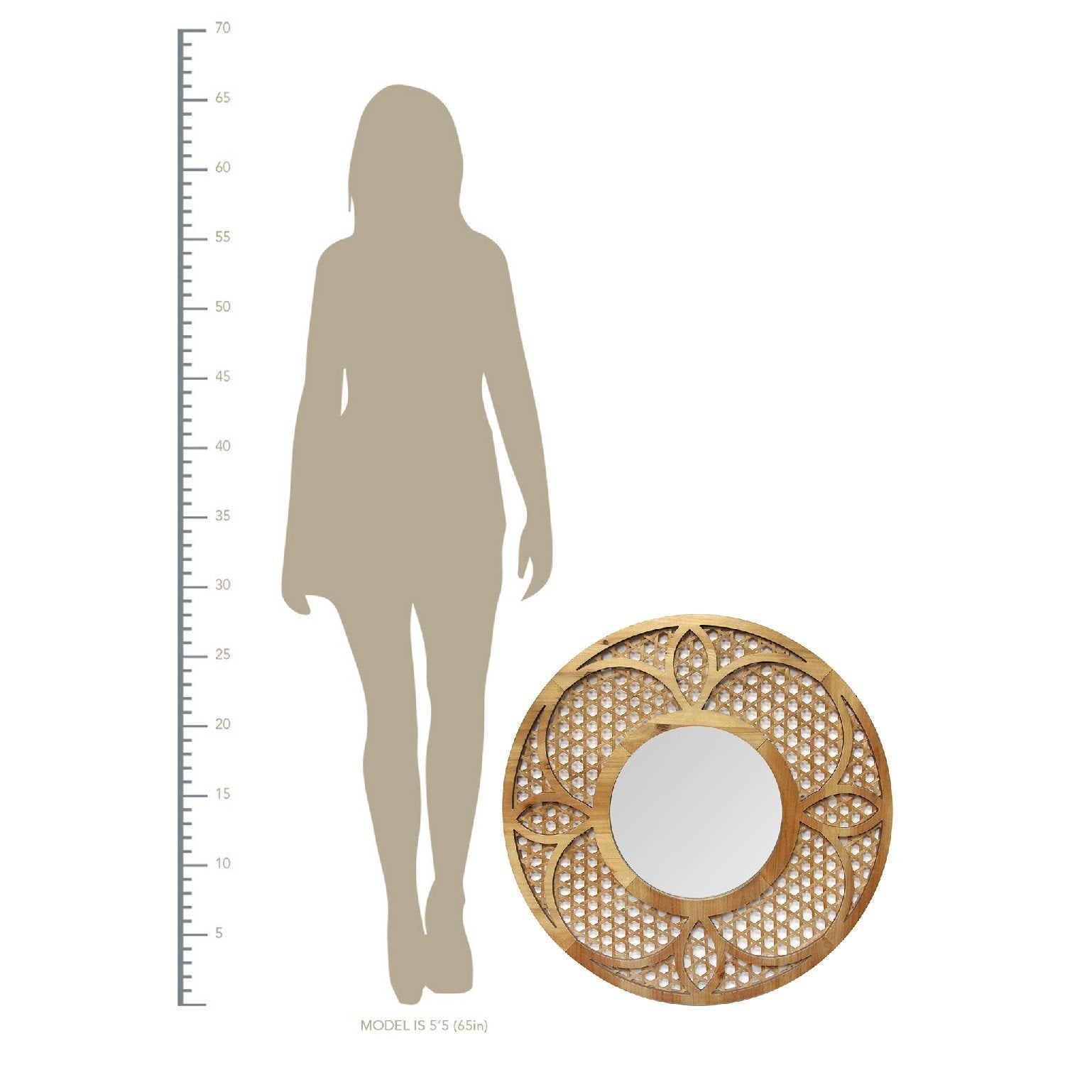 28" Lattice Bamboo Mirror