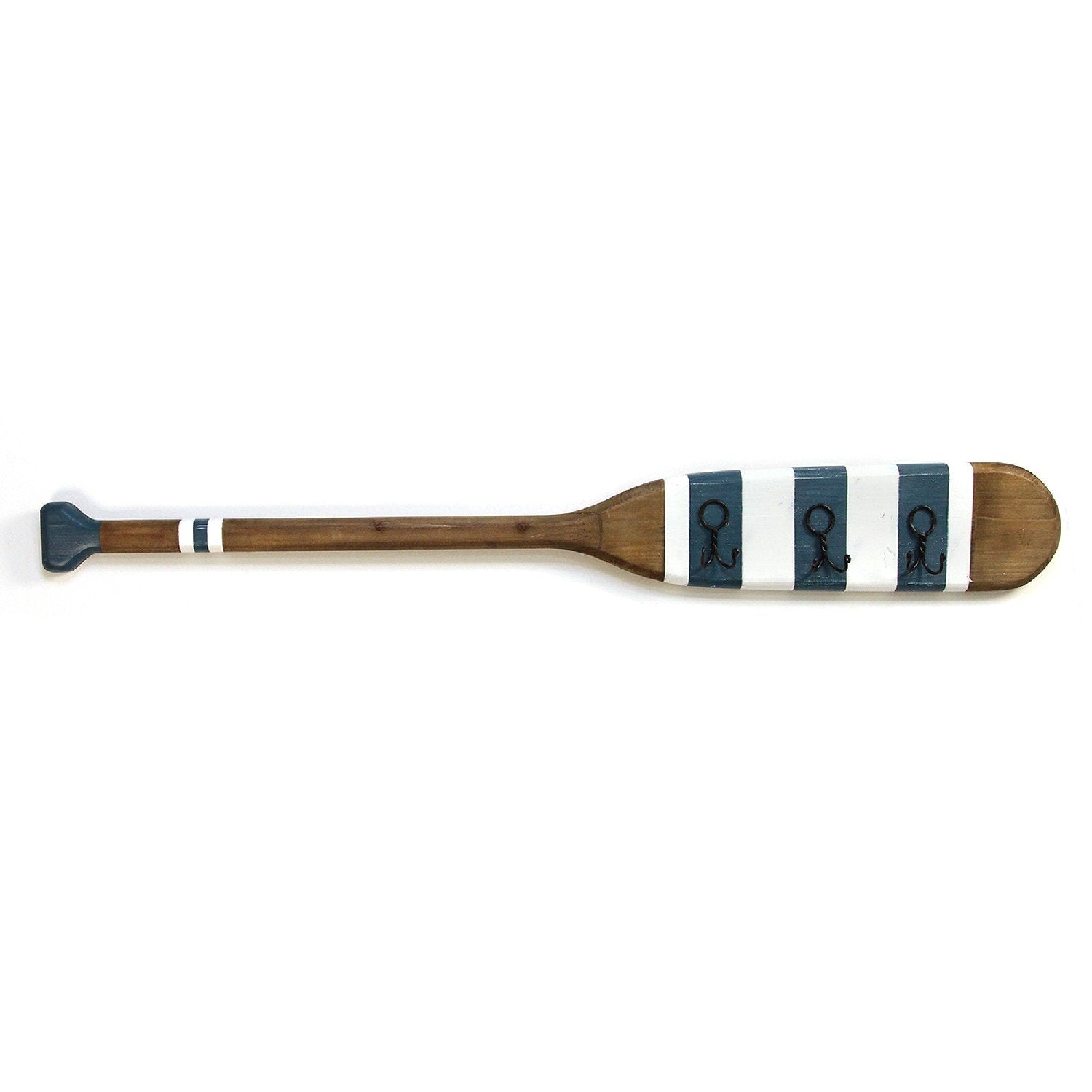 Striped Wood Oar Wall Hanging w/ Hooks