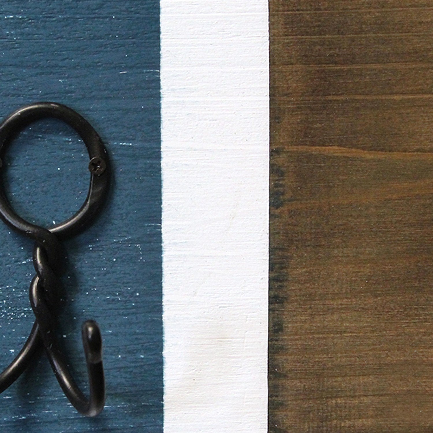 Striped Wood Oar Wall Hanging w/ Hooks