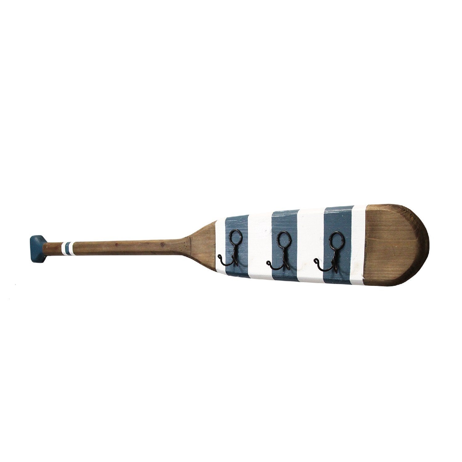 Striped Wood Oar Wall Hanging w/ Hooks