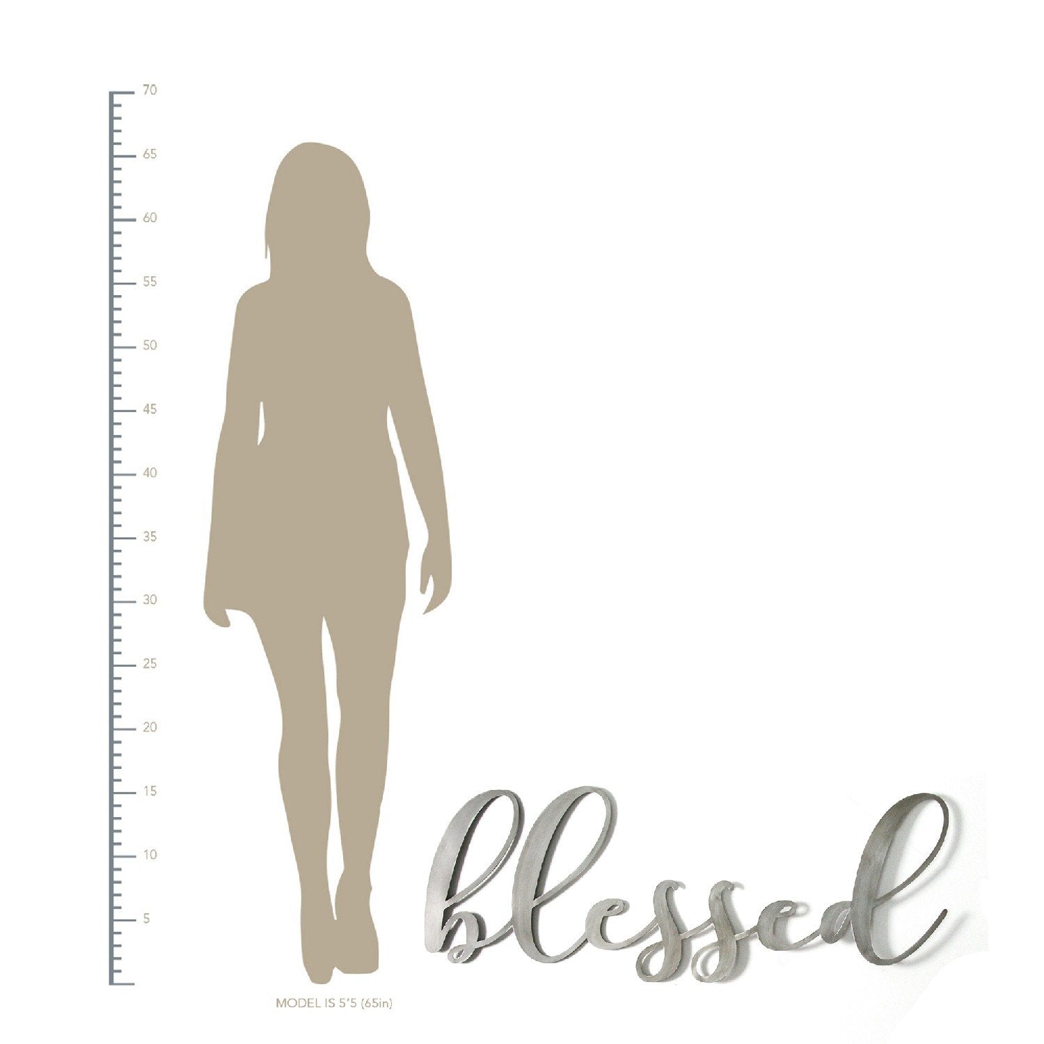 Scripted "Blessed" Satin Metal Wall Decor