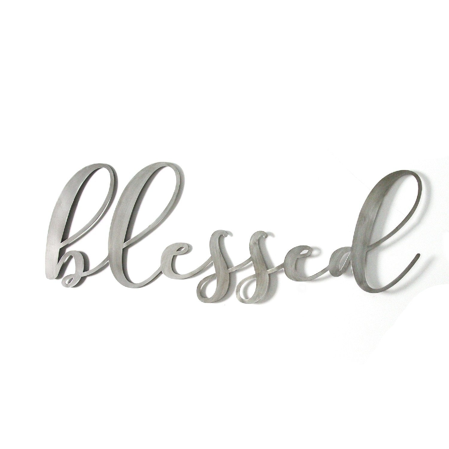 Scripted "Blessed" Satin Metal Wall Decor