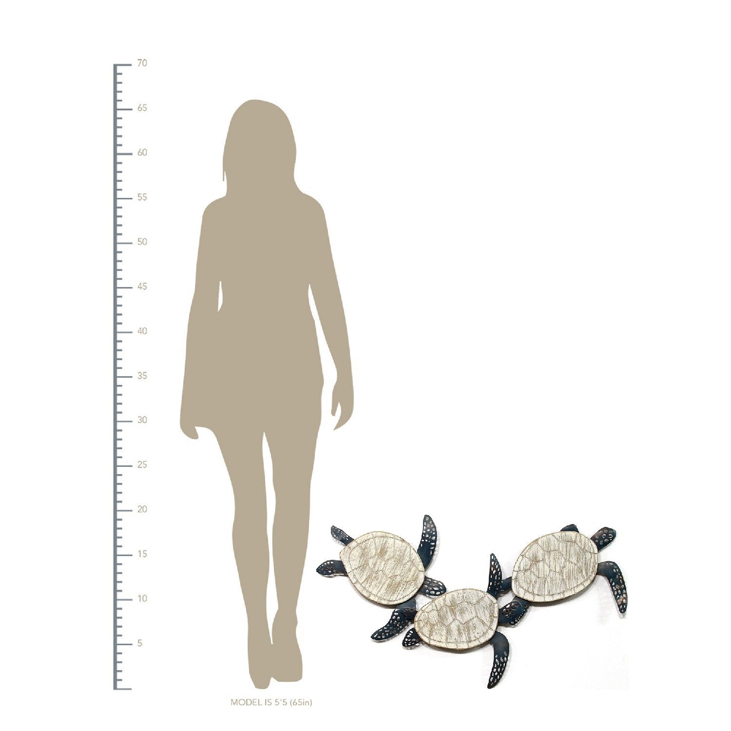 Shimmering Metal & Carved Wooden Turtle Wall Decor