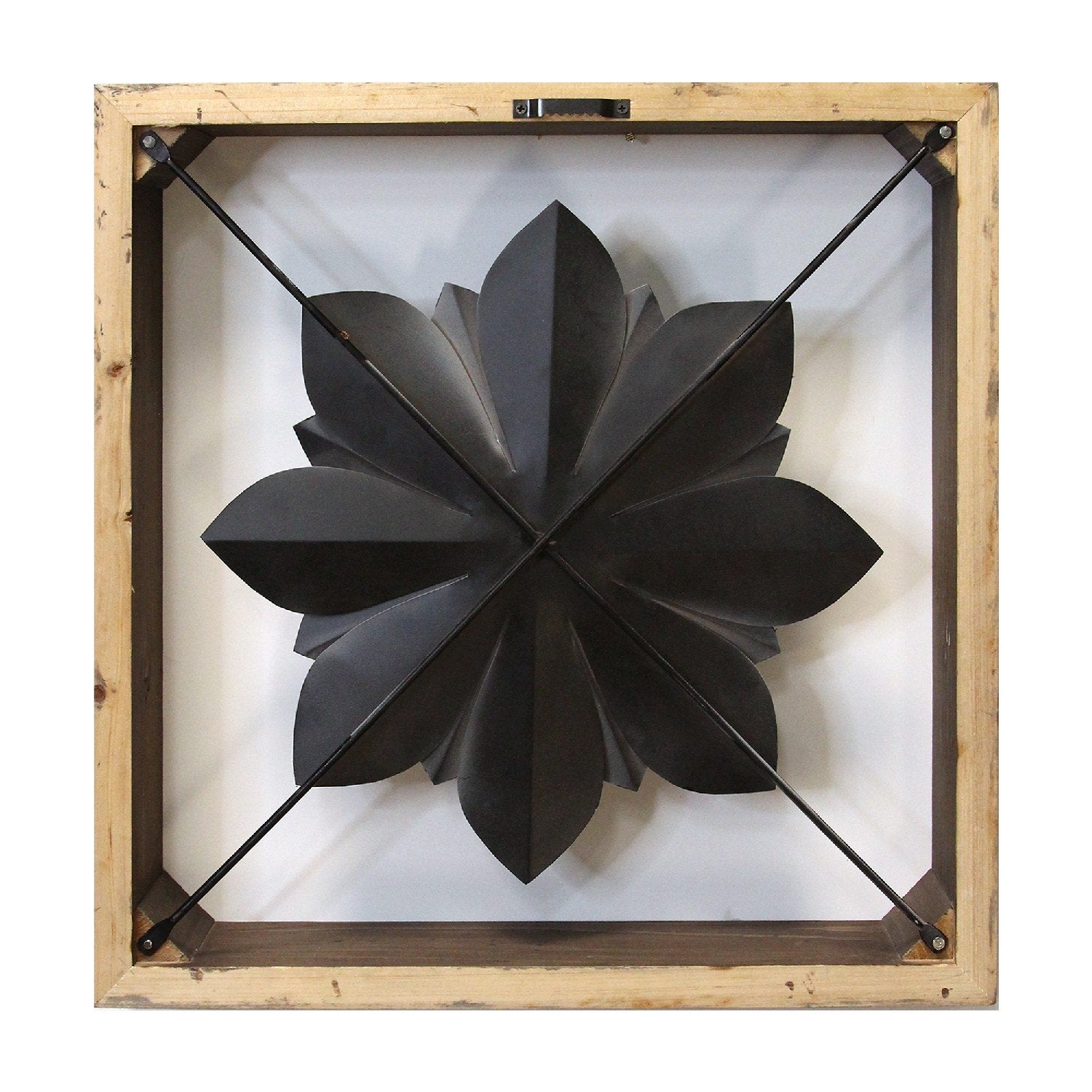 White Metal & Wood Framed Wall Flower