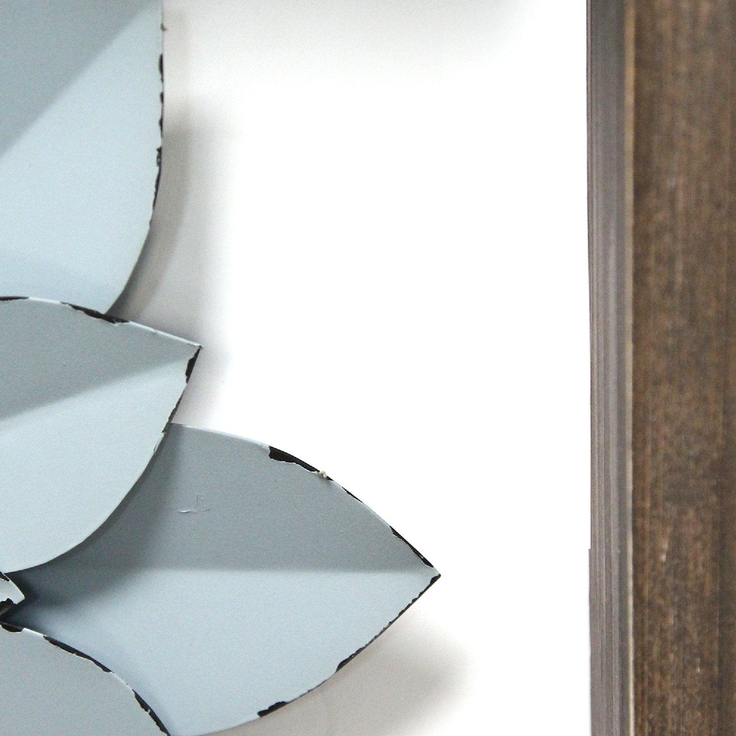 Blue Metal & Wood Framed Wall Flower