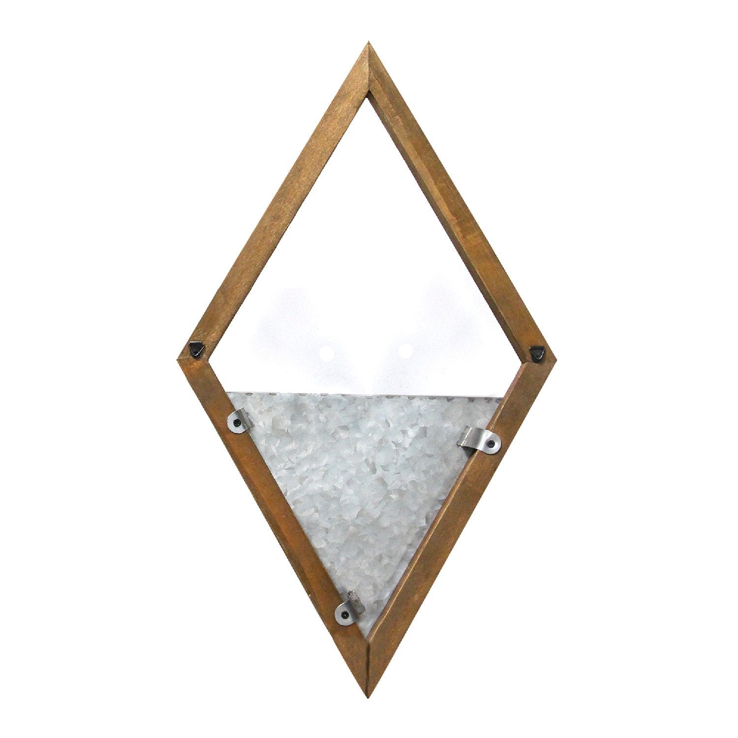 S/2 Diamond Wood & Metal Wall Planters