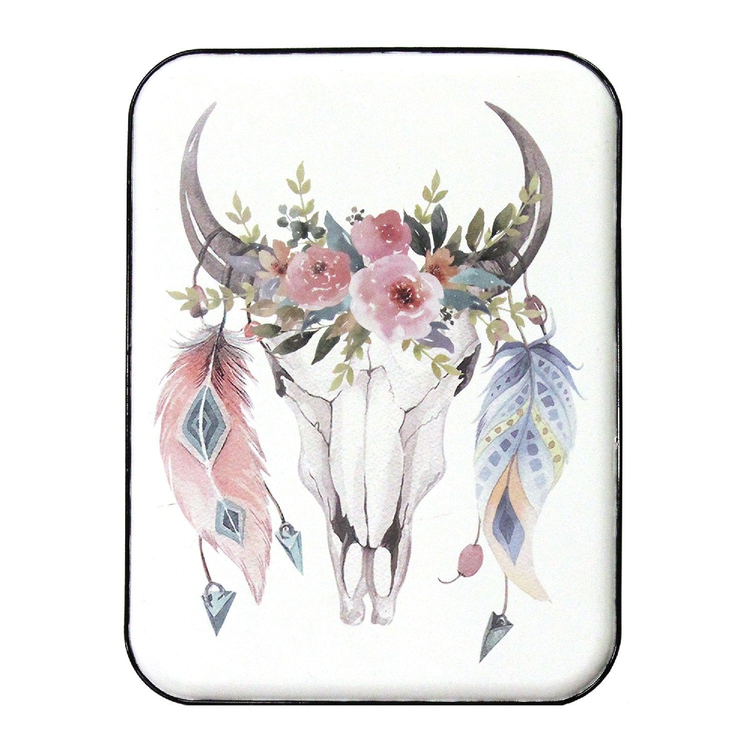 Pastel Boho Cow Metal Wall Decor