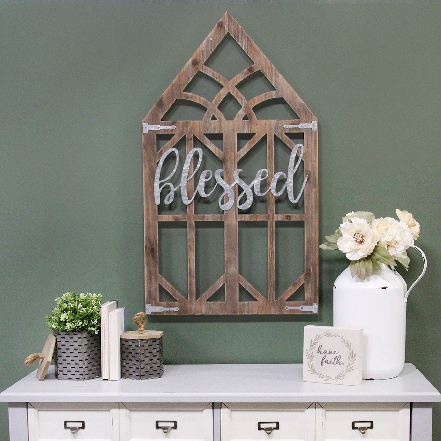 Blessed Window Shape Wood Framed Wall Art