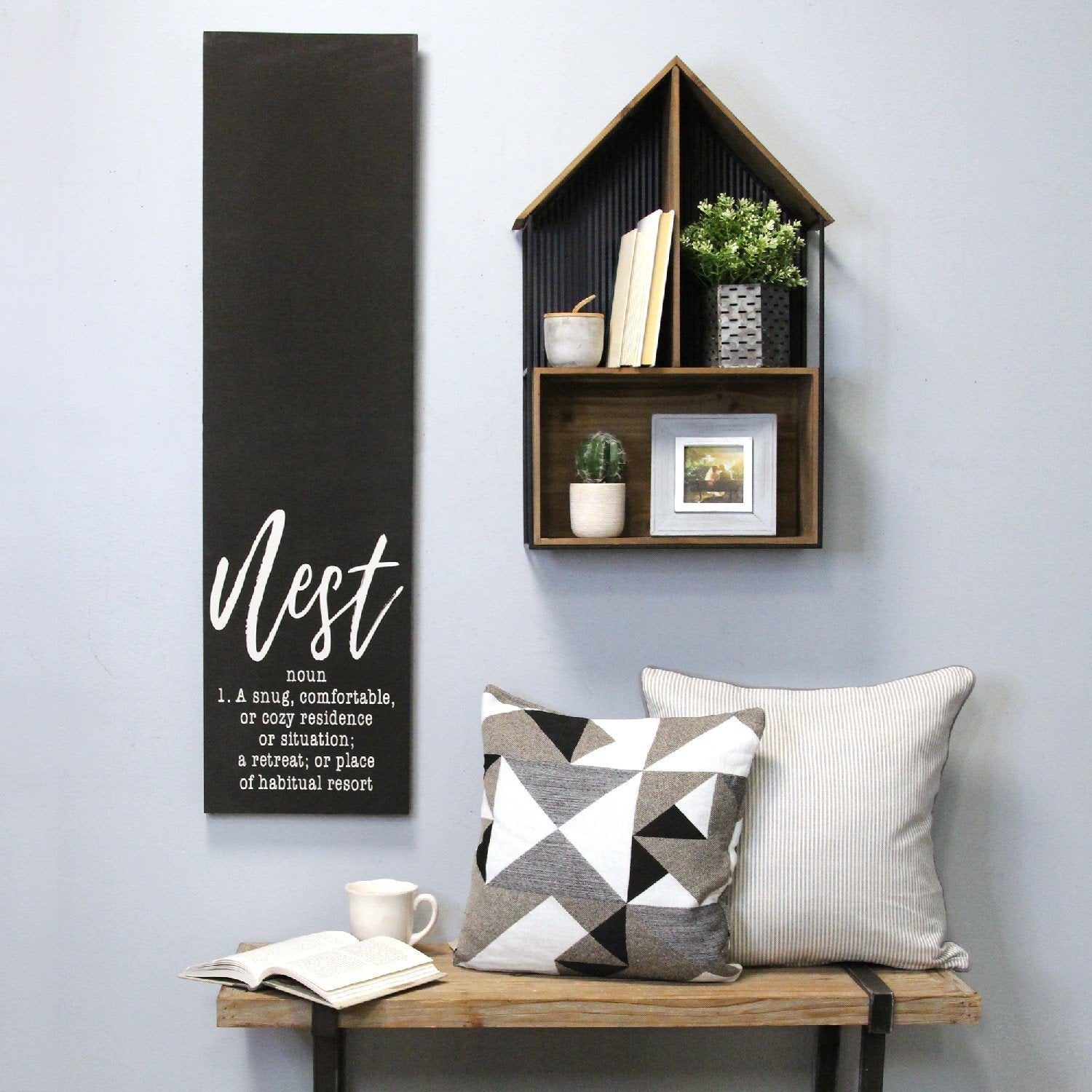 White on Black Nest Definition Oversized Wall Art
