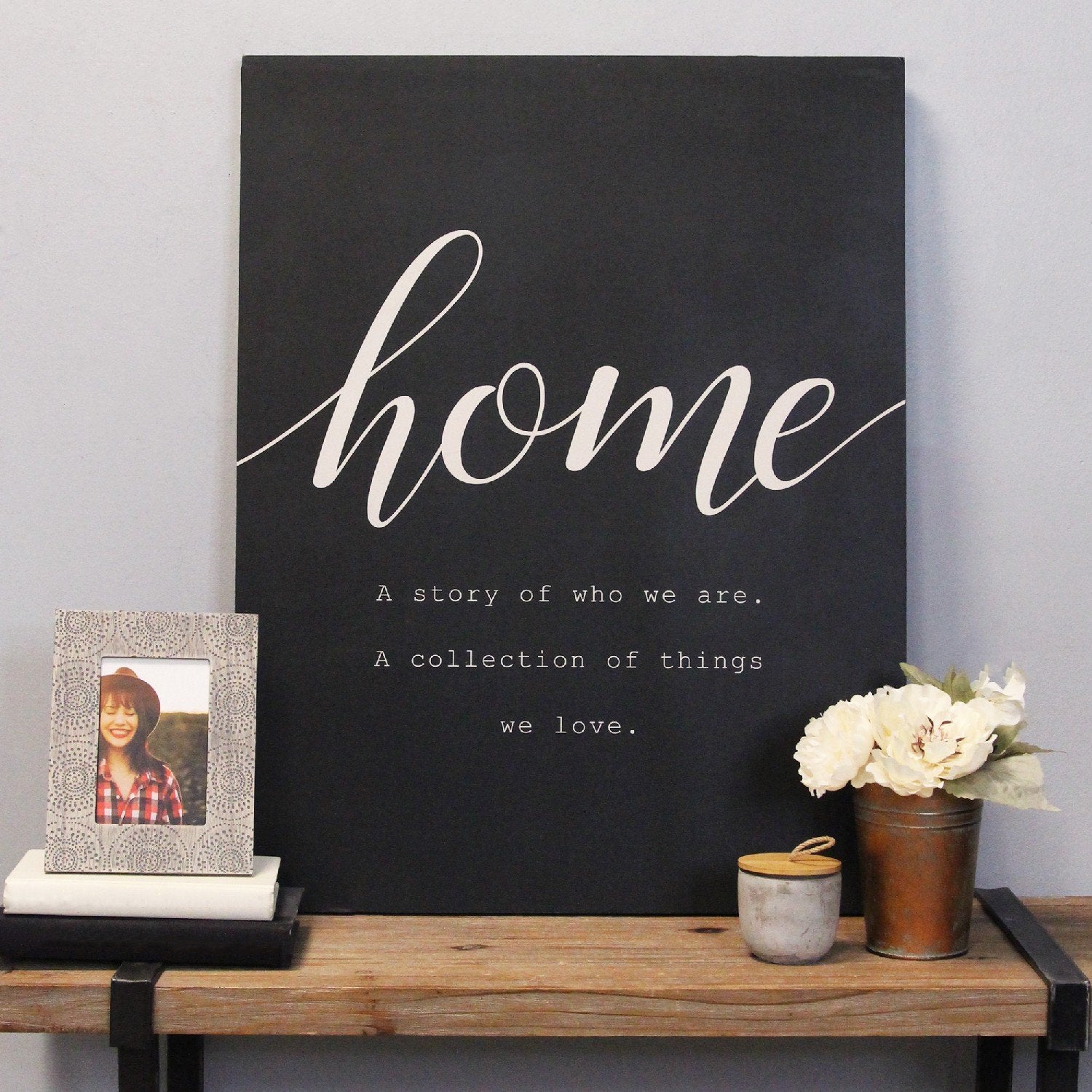 Matte Black "Home" Oversized Wall Decor