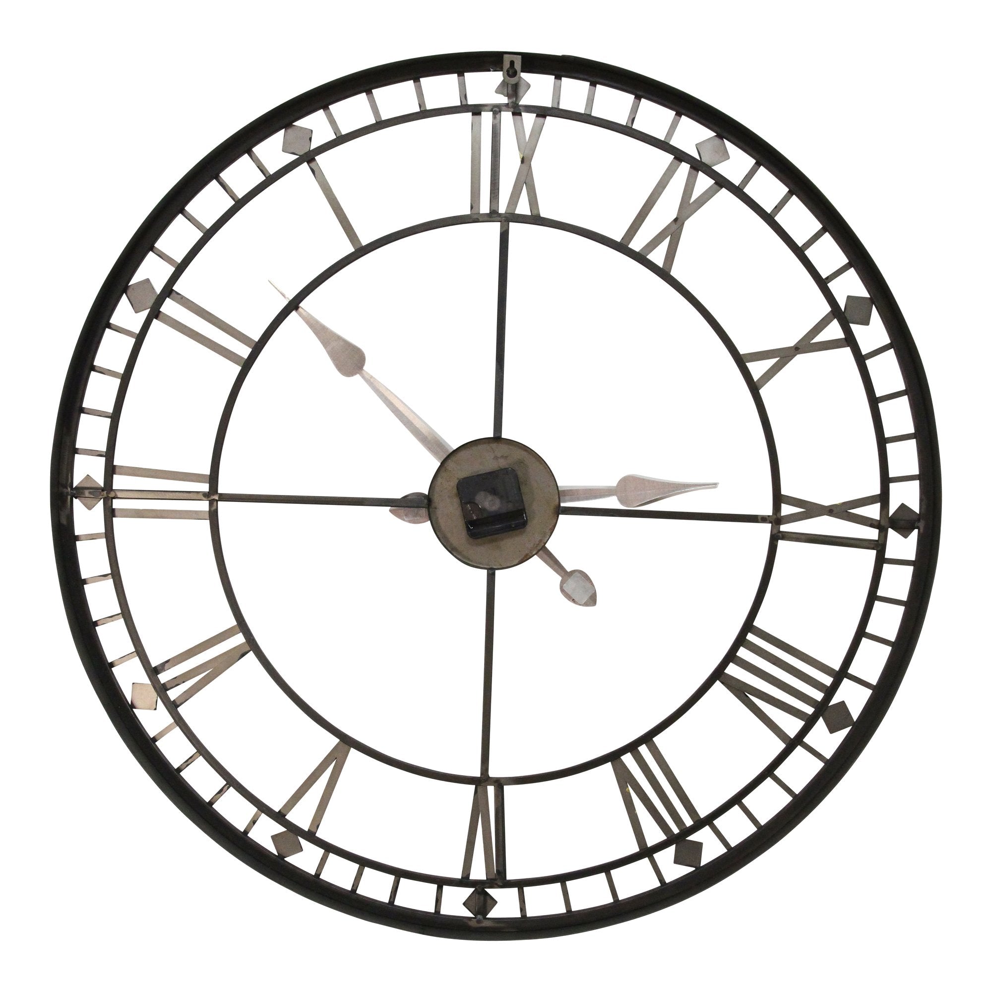 Oversized 31.5" Vintage Style Metal Wall Clock w/ Black & Gold Numerals
