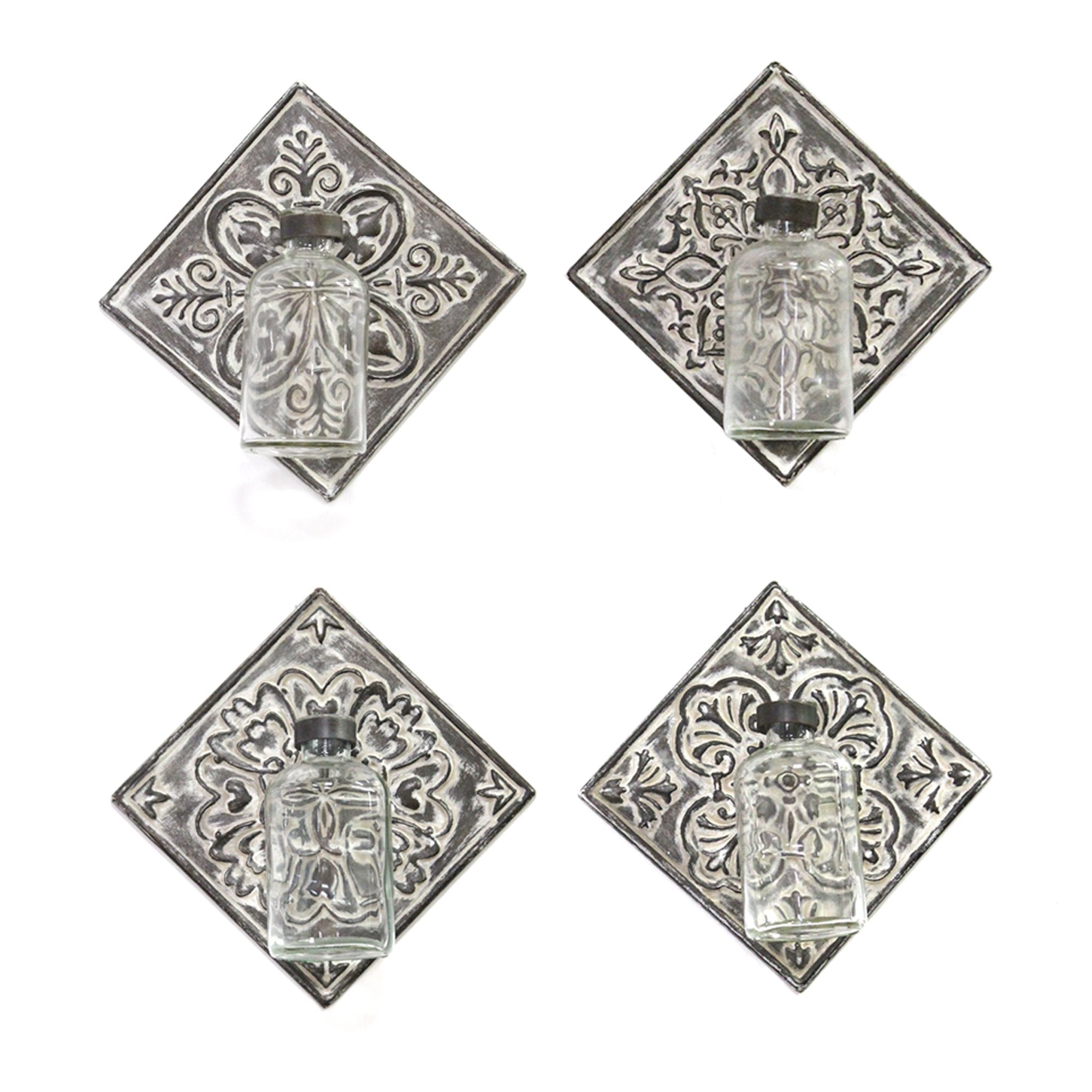 Set of 4 Hanging Glass Vase on Tile Wall Decor
