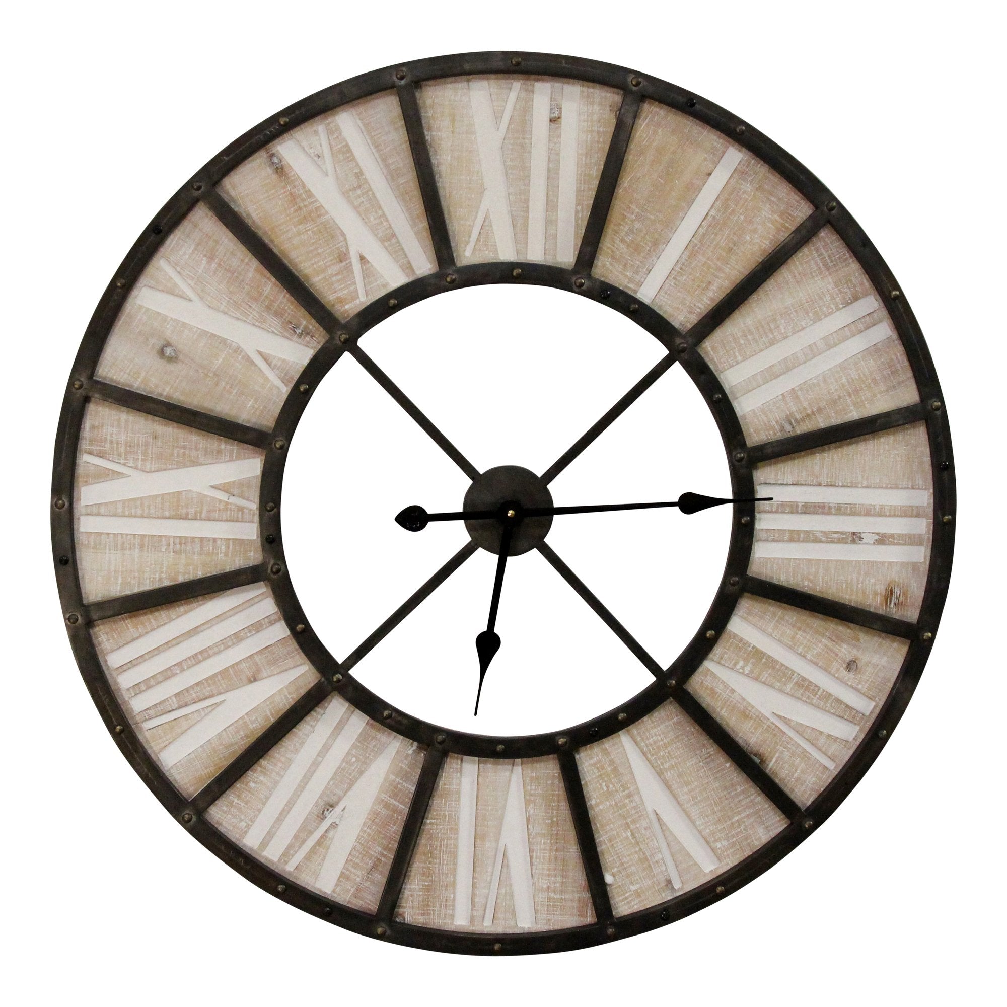 31.50" Oversized Wood & Metal Farmhouse Jackson Wall Clock