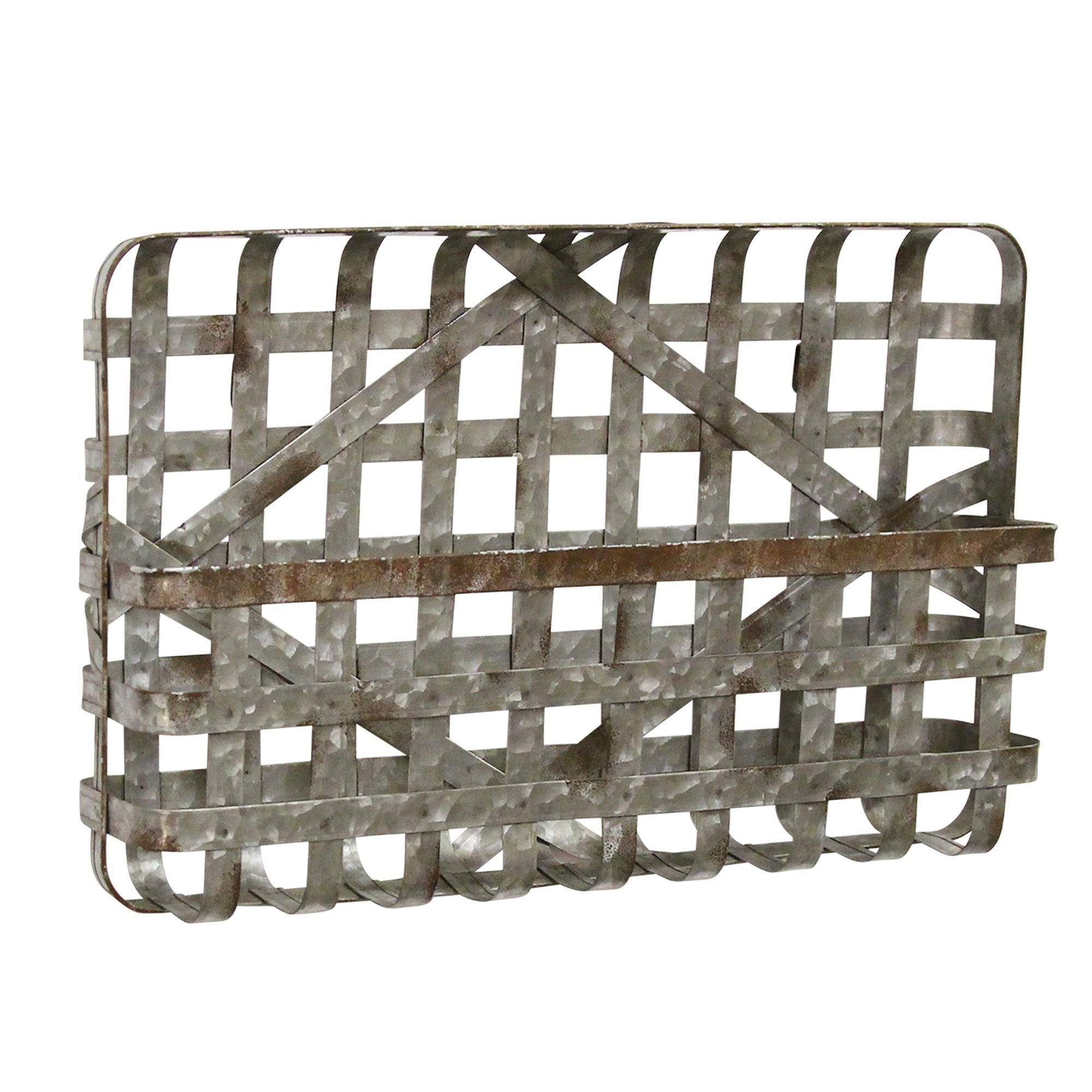 Galvanized Basket Weave Wall Basket