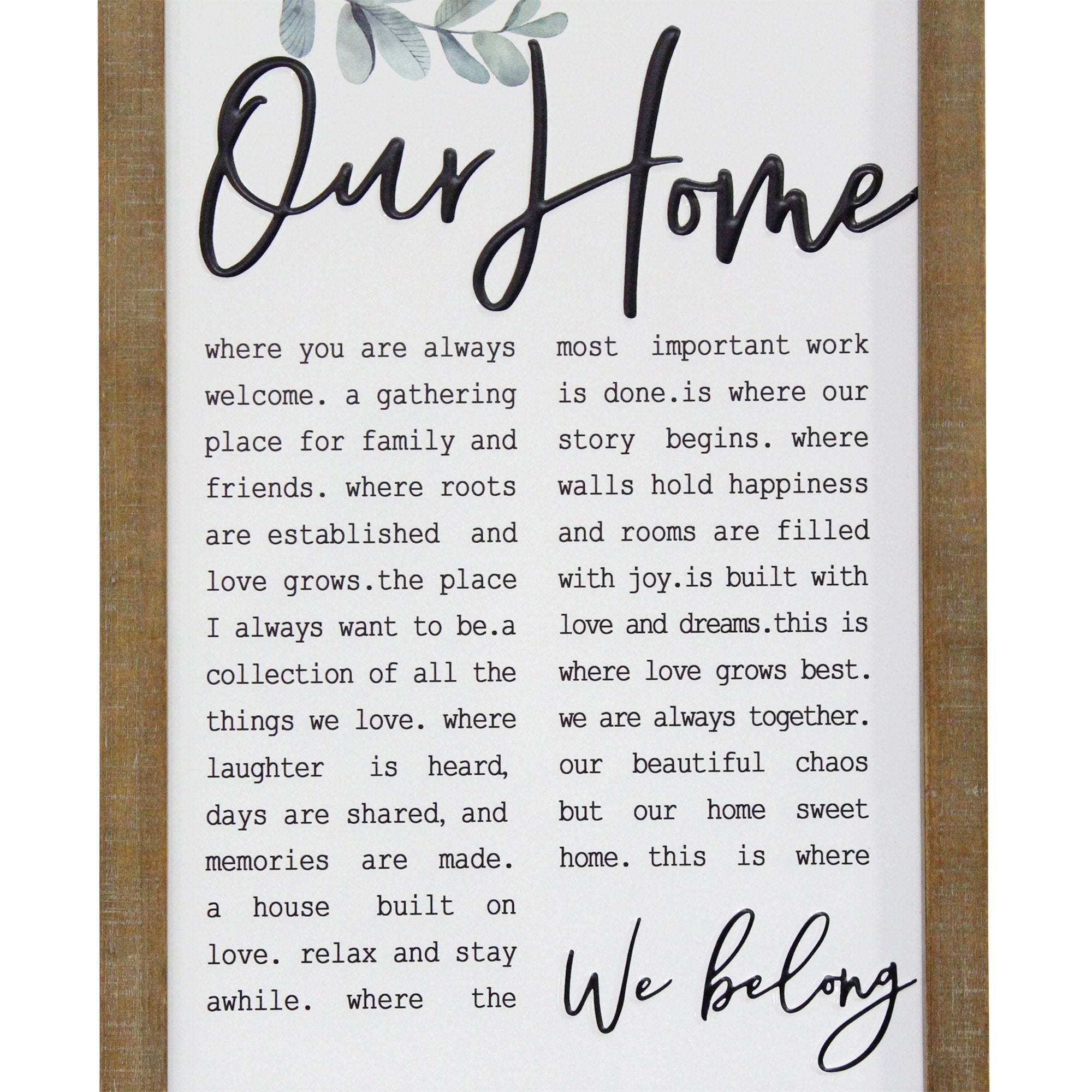 "Our Home" Metal & Wood Framed Wall Art