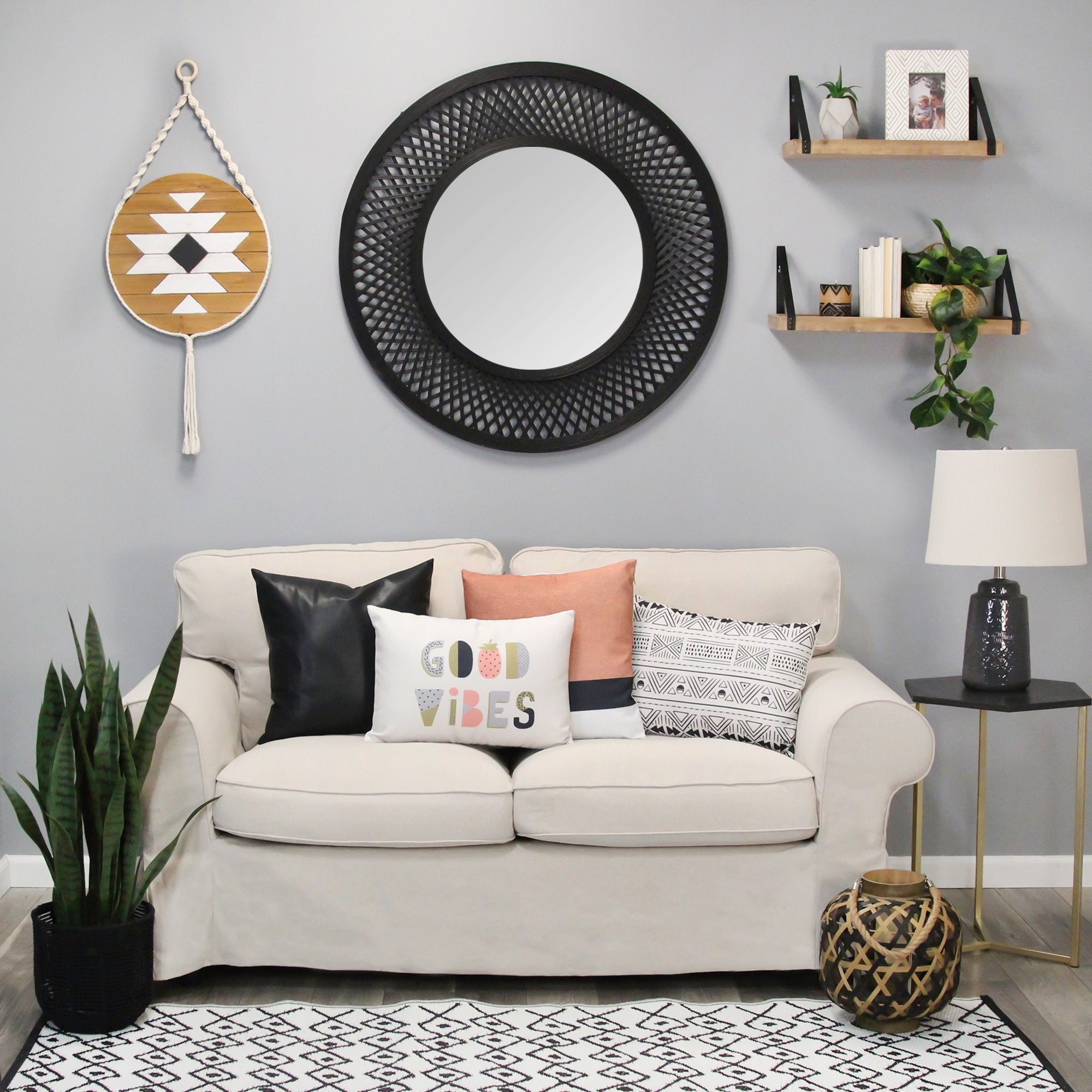 Boho Style Hanging Mayan Design Wood Wall Art