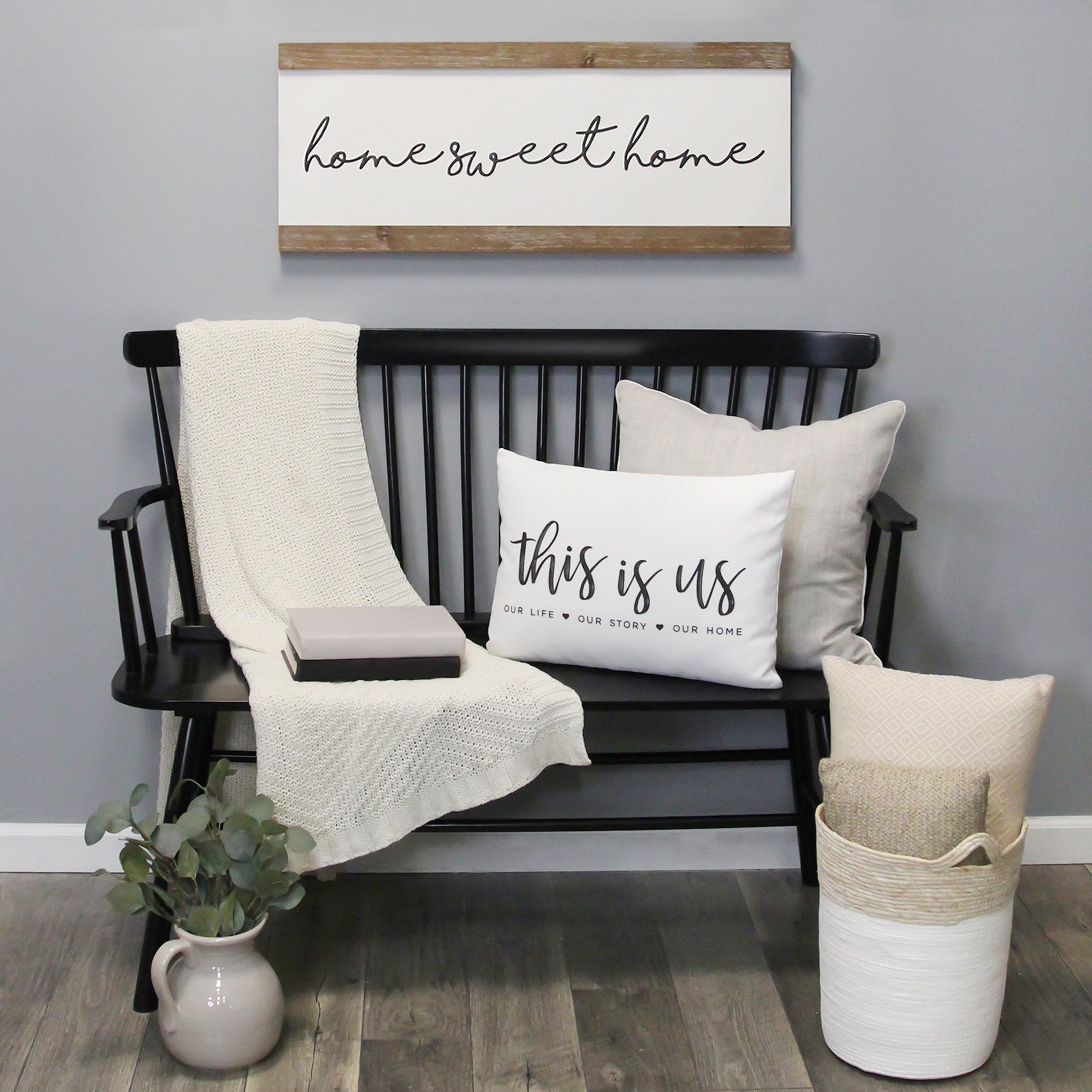 Scripted "Home Sweet Home" Metal & Wood Wall Decor