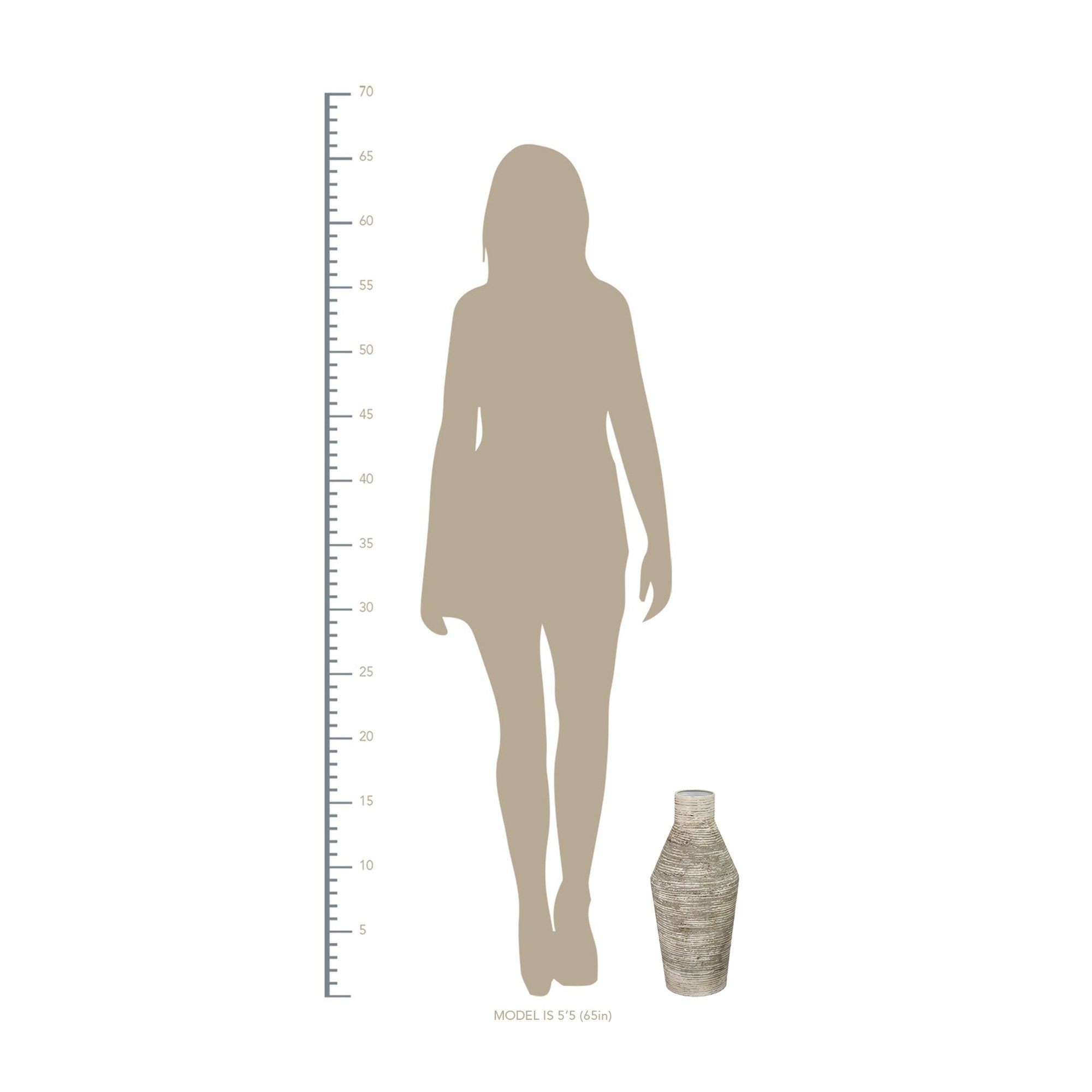 16" Boho Vibe Earth Tone Metal Decorative Table Vase