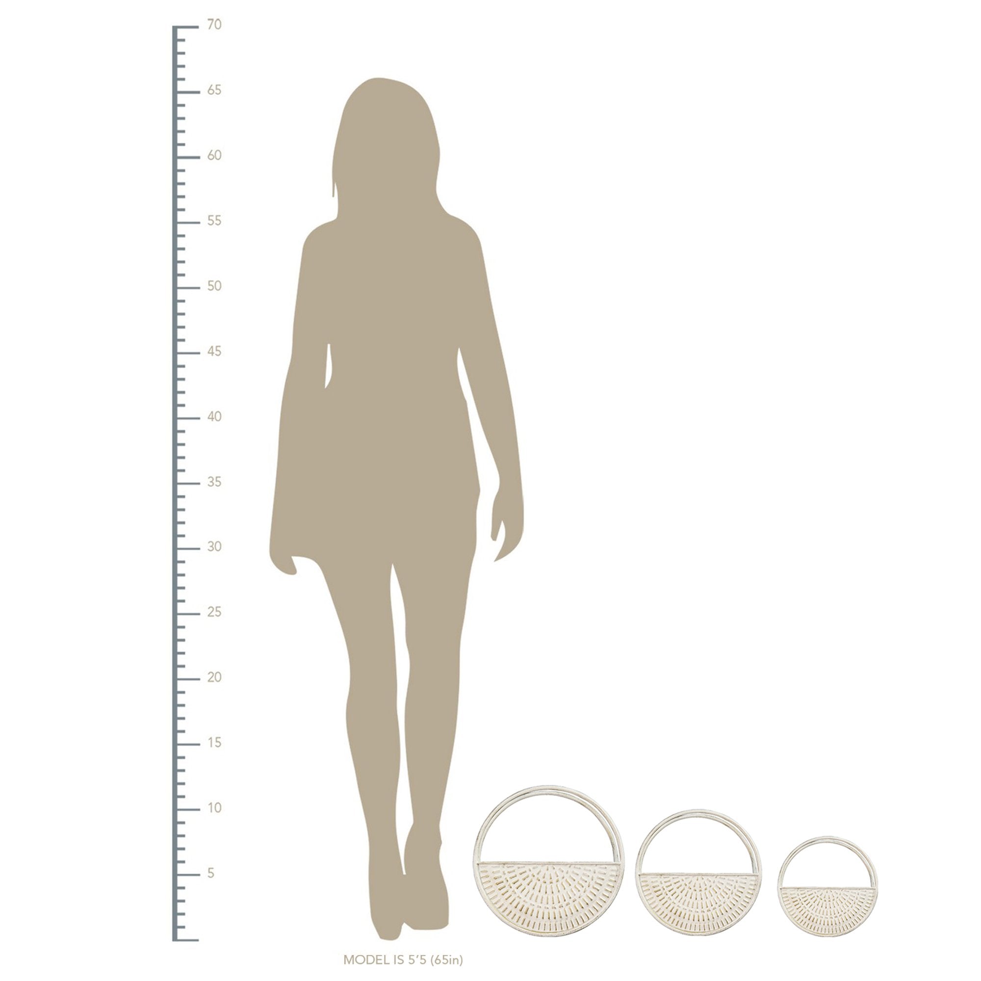 S/3 White Distressed Circle Wall Planters