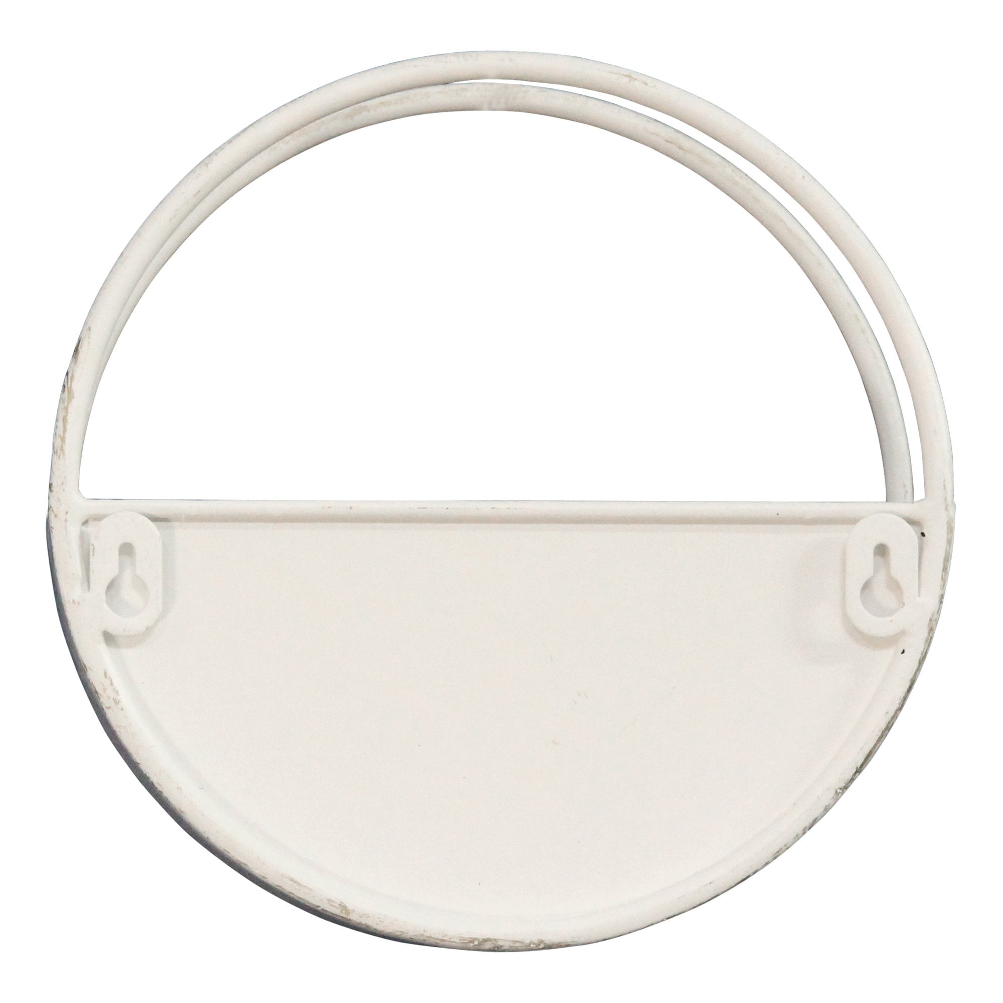 S/3 White Distressed Circle Wall Planters