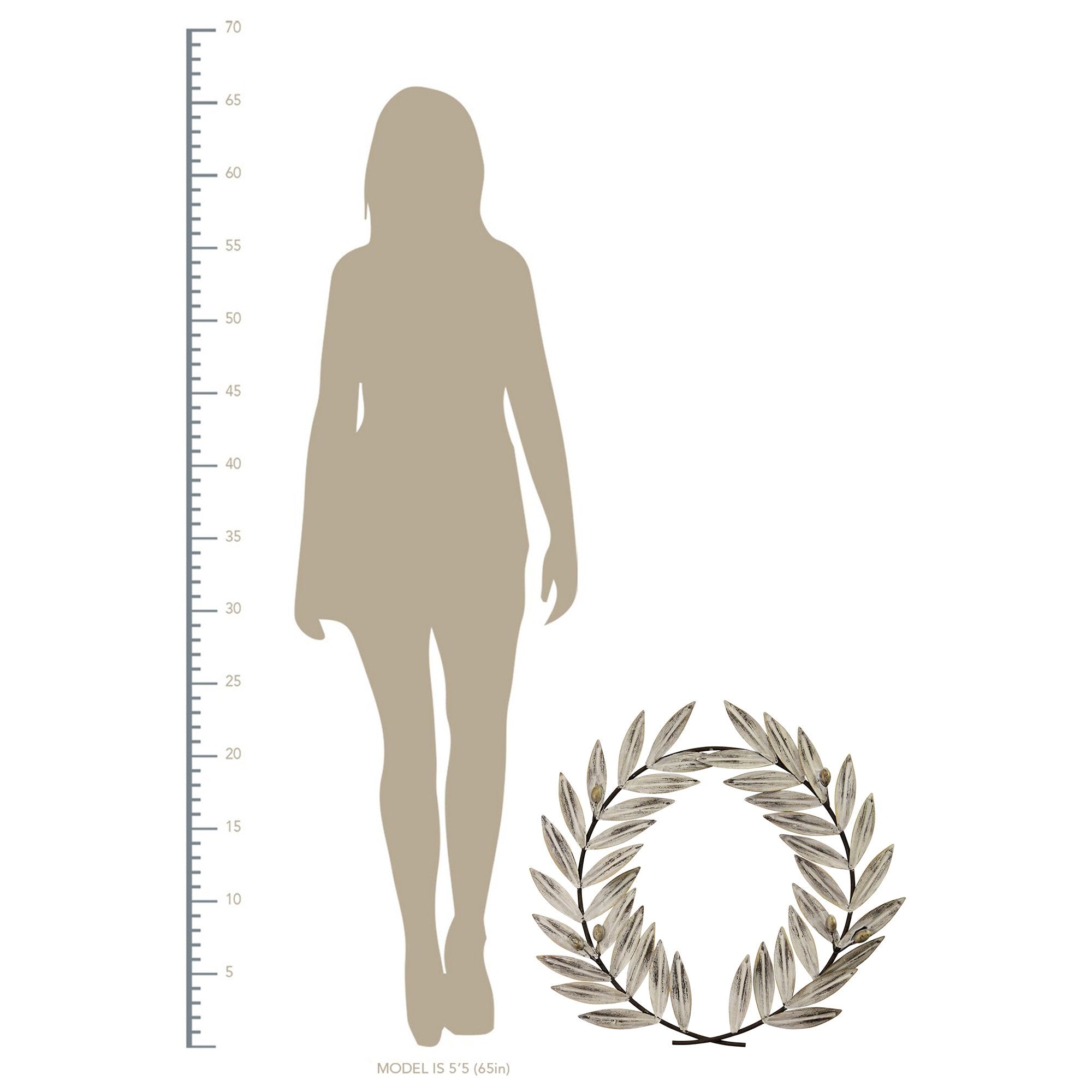 Distressed White Metal Wreath Wall Decor